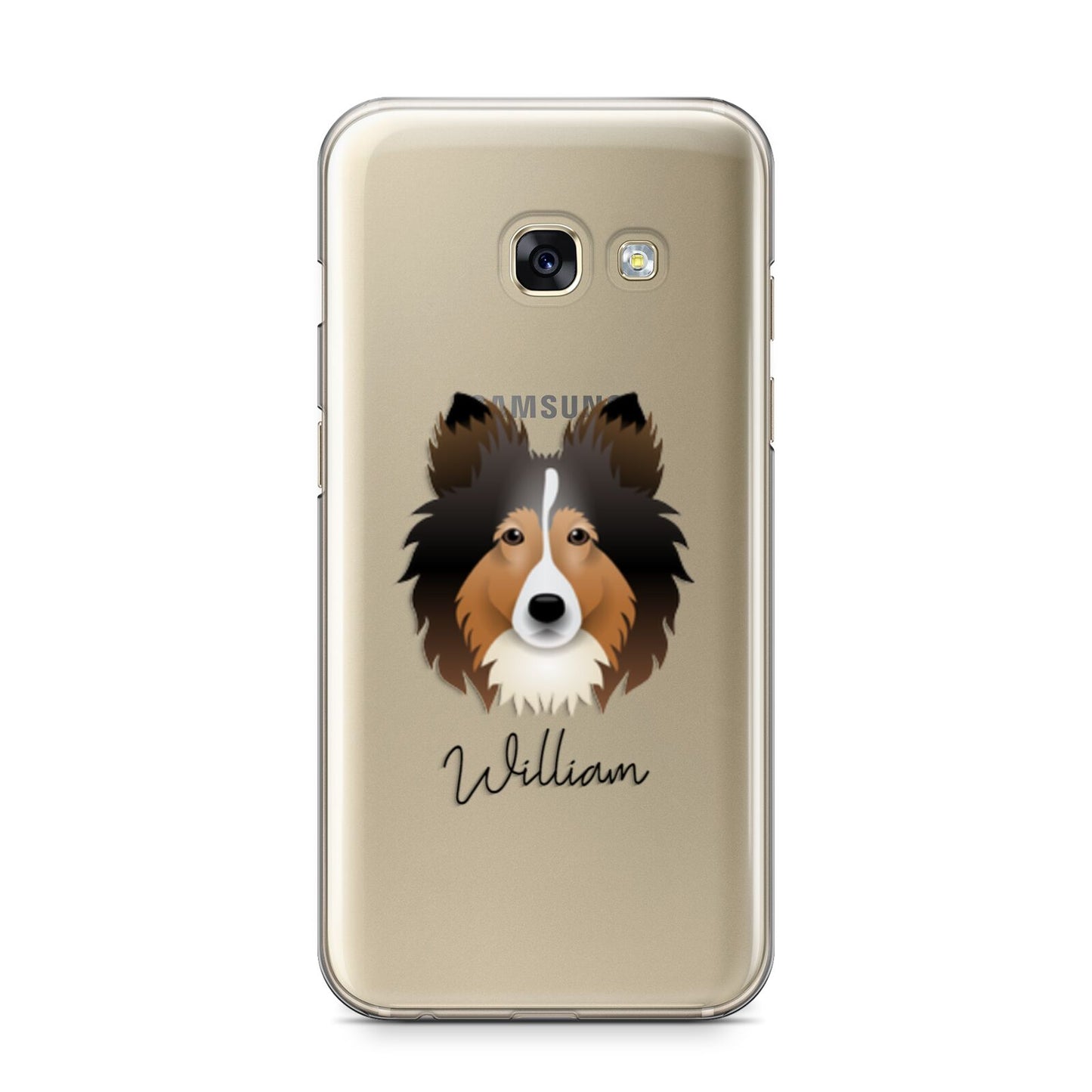 Shetland Sheepdog Personalised Samsung Galaxy A3 2017 Case on gold phone