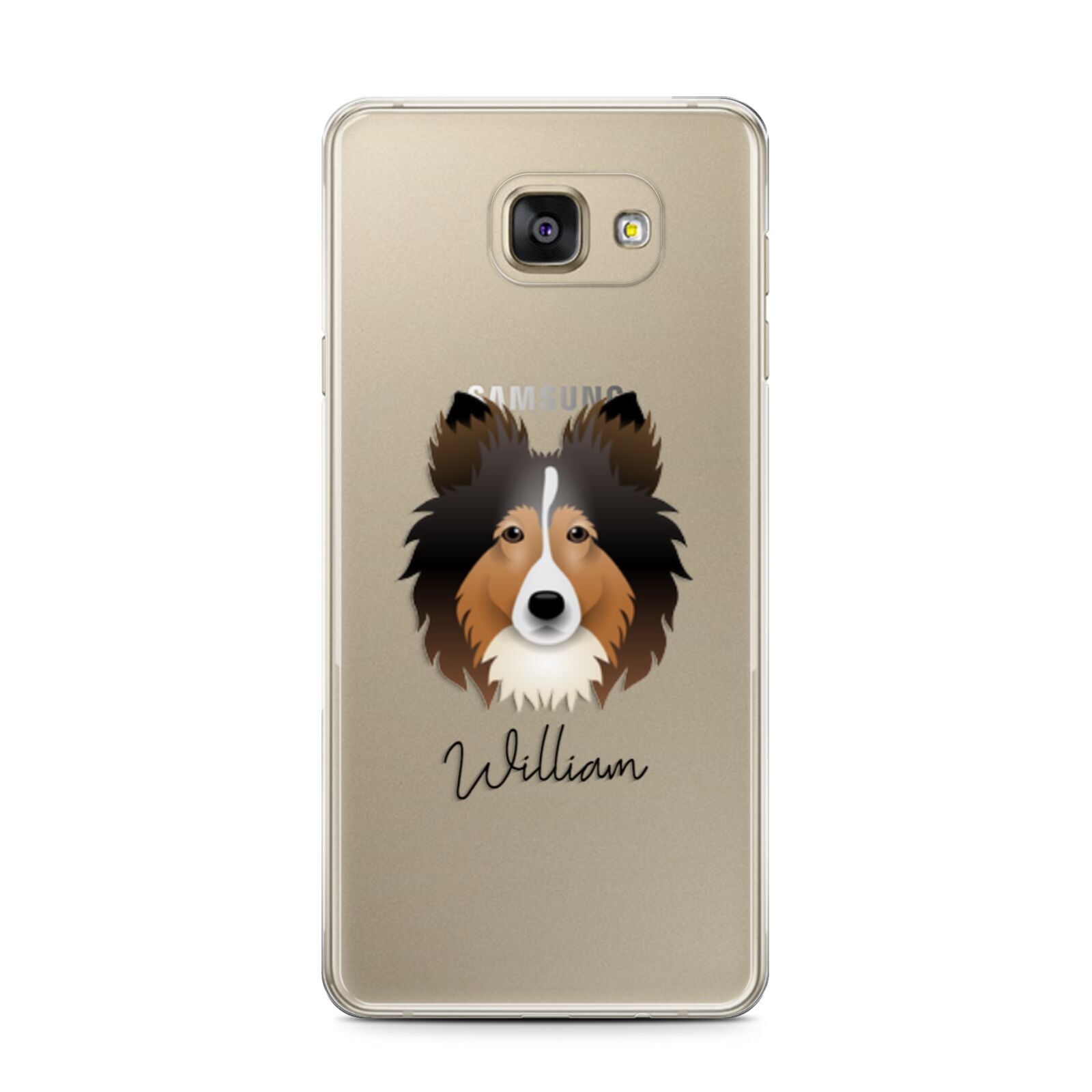 Shetland Sheepdog Personalised Samsung Galaxy A7 2016 Case on gold phone