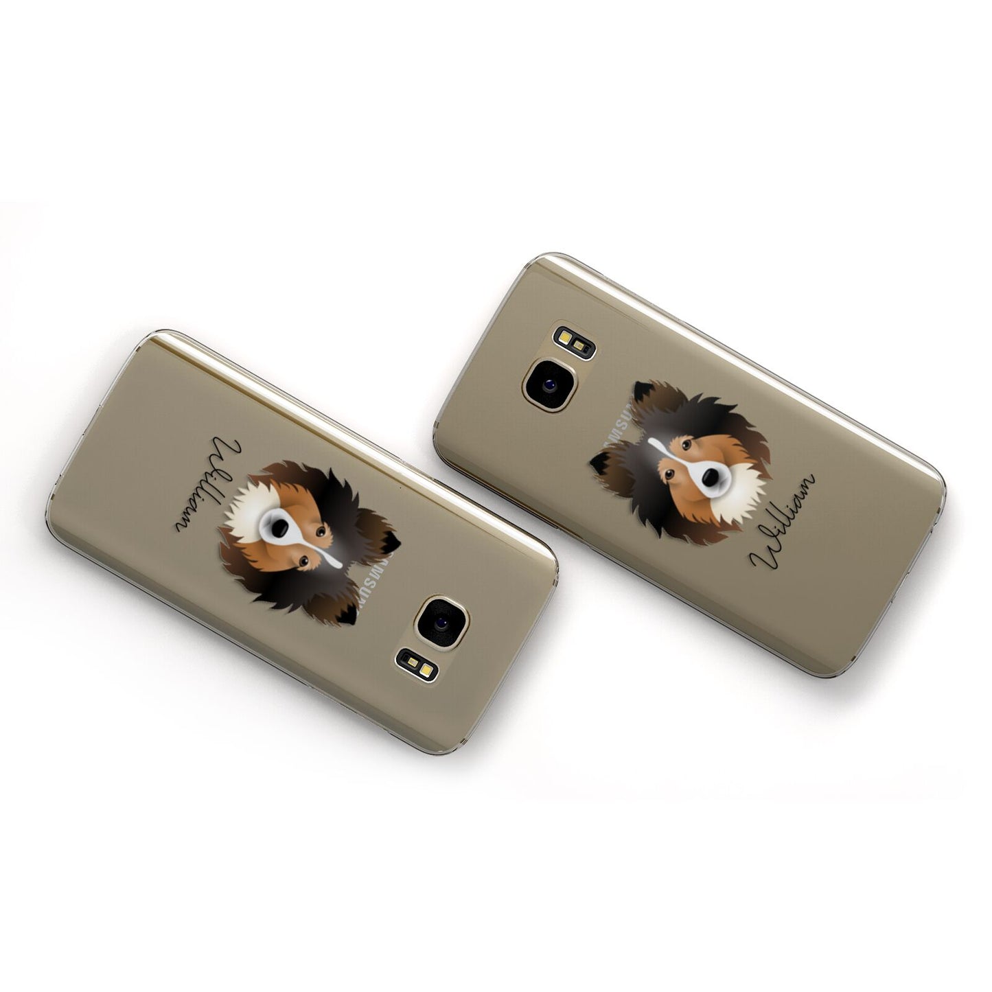 Shetland Sheepdog Personalised Samsung Galaxy Case Flat Overview
