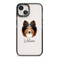 Shetland Sheepdog Personalised iPhone 13 Black Impact Case on Silver phone