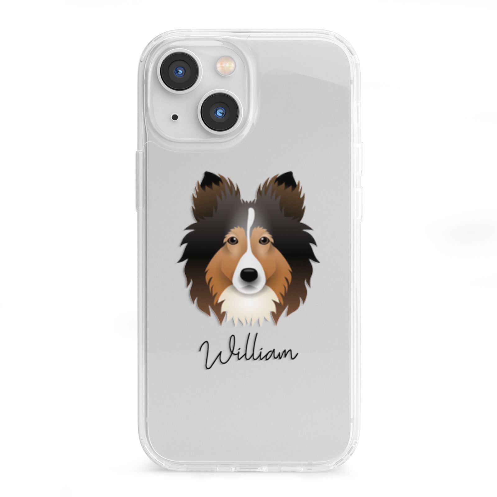 Shetland Sheepdog Personalised iPhone 13 Mini Clear Bumper Case