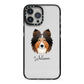 Shetland Sheepdog Personalised iPhone 13 Pro Max Black Impact Case on Silver phone