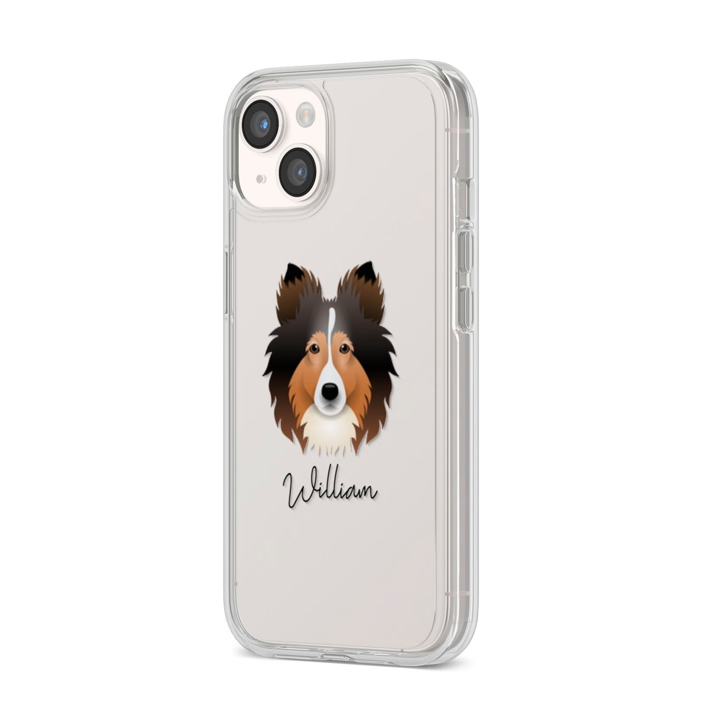 Shetland Sheepdog Personalised iPhone 14 Clear Tough Case Starlight Angled Image