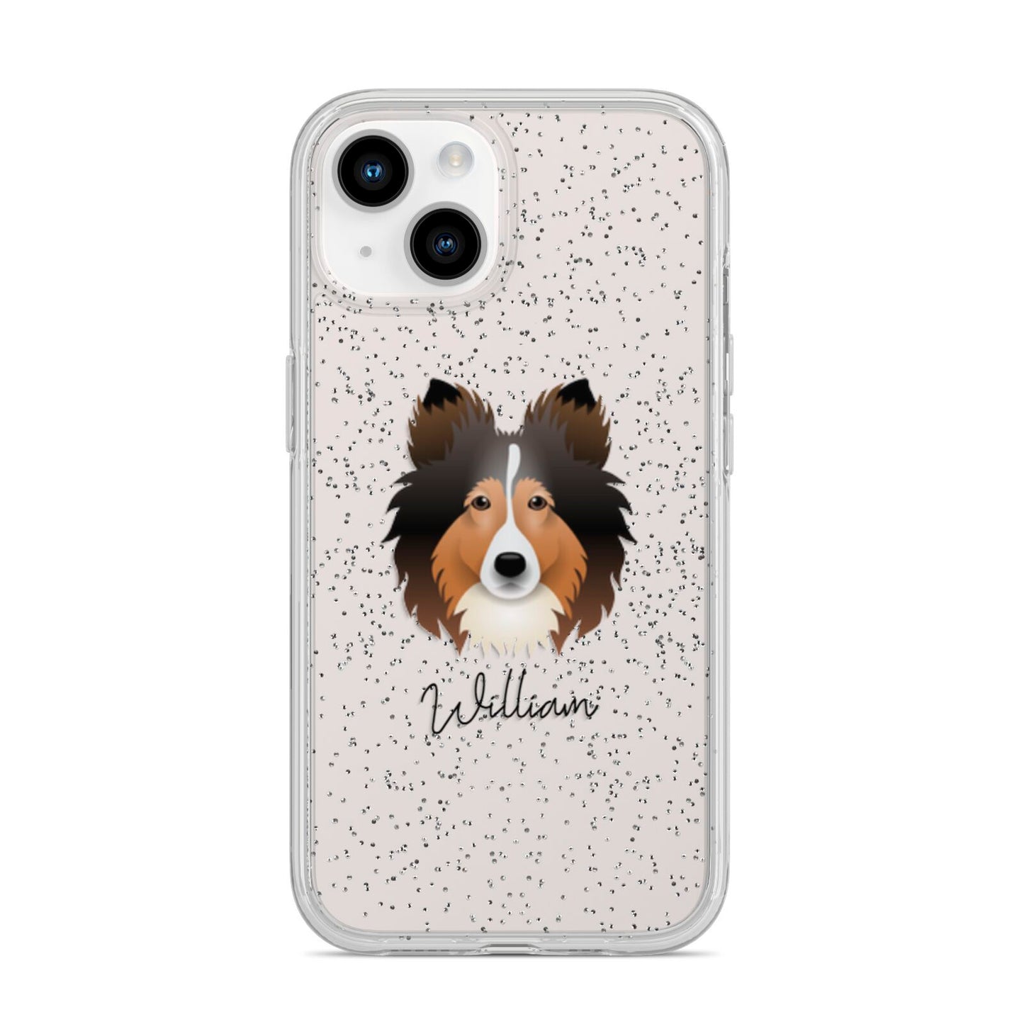 Shetland Sheepdog Personalised iPhone 14 Glitter Tough Case Starlight