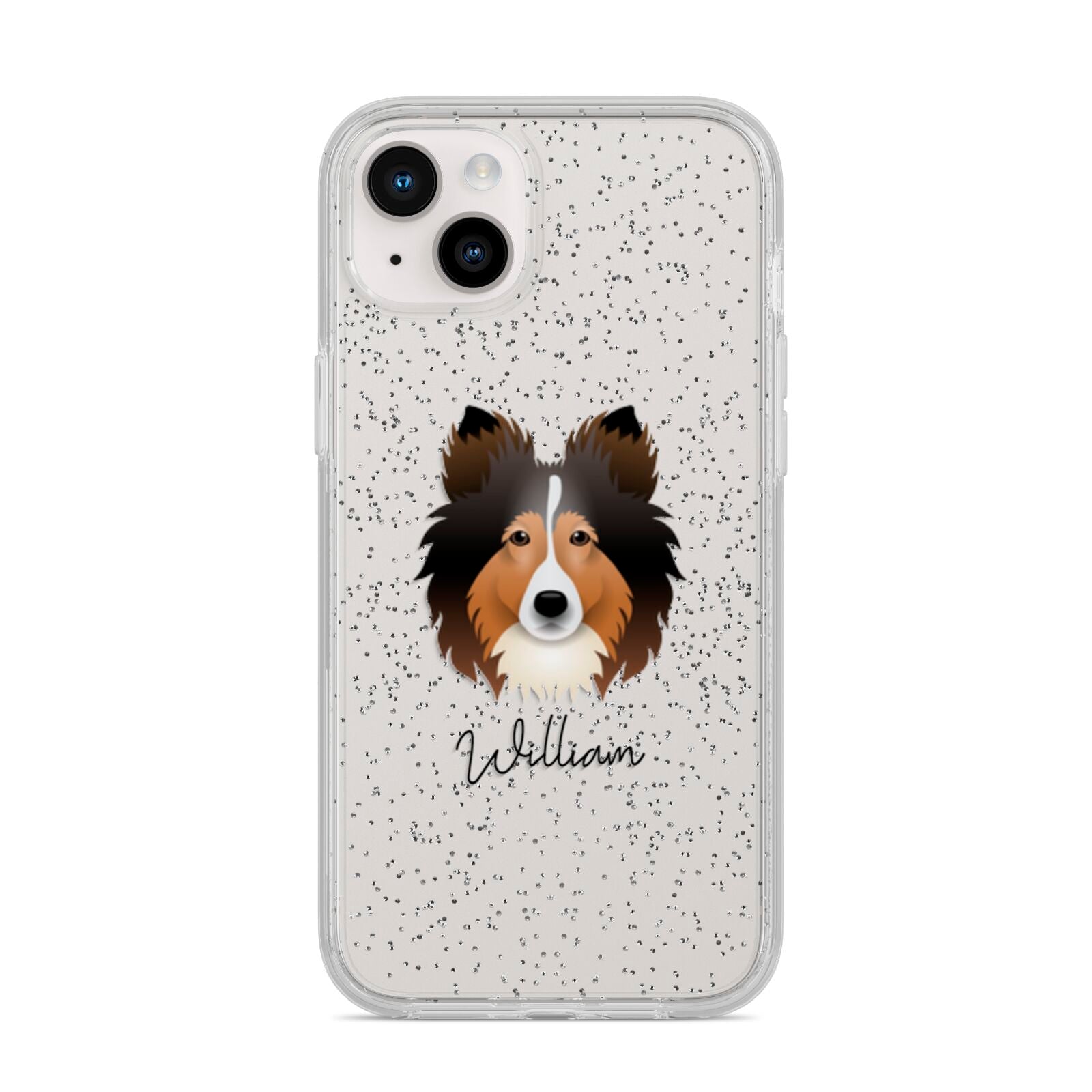 Shetland Sheepdog Personalised iPhone 14 Plus Glitter Tough Case Starlight