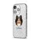 Shetland Sheepdog Personalised iPhone 14 Pro Glitter Tough Case Silver Angled Image