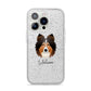Shetland Sheepdog Personalised iPhone 14 Pro Glitter Tough Case Silver