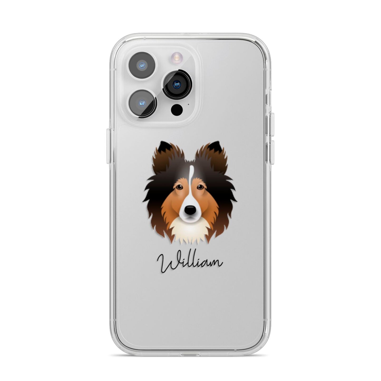 Shetland Sheepdog Personalised iPhone 14 Pro Max Clear Tough Case Silver