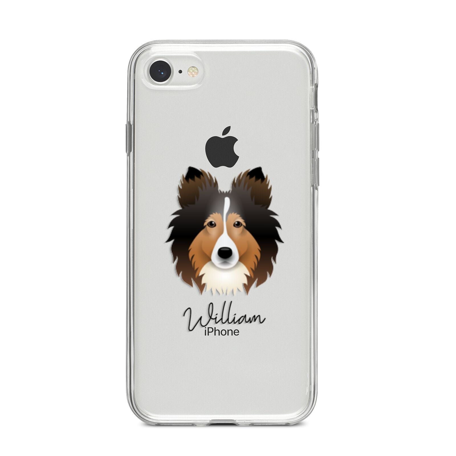 Shetland Sheepdog Personalised iPhone 8 Bumper Case on Silver iPhone
