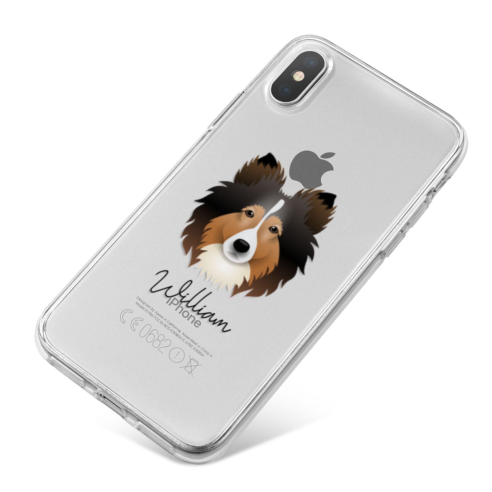 Shetland Sheepdog Personalised iPhone X Bumper Case on Silver iPhone