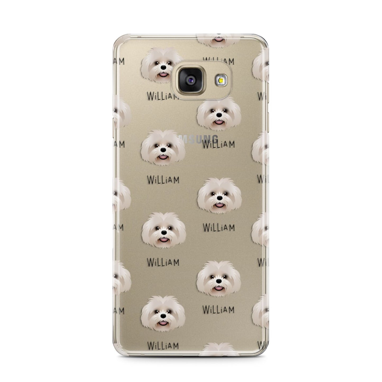 Shih Poo Icon with Name Samsung Galaxy A7 2016 Case on gold phone