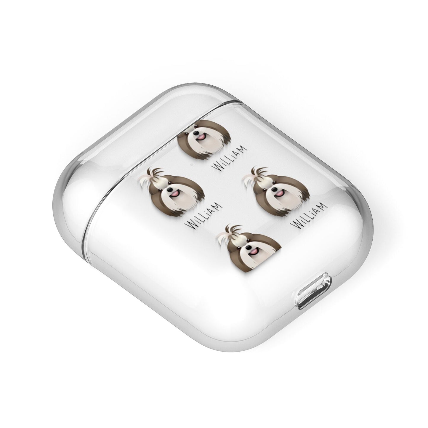 Shih Tzu Icon with Name AirPods Case Laid Flat