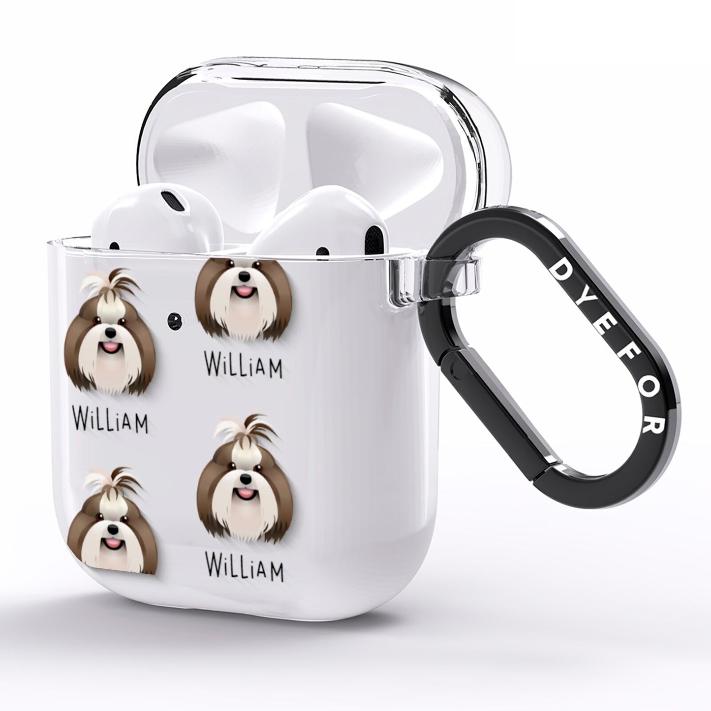 Shih Tzu Icon with Name AirPods Clear Case Side Image