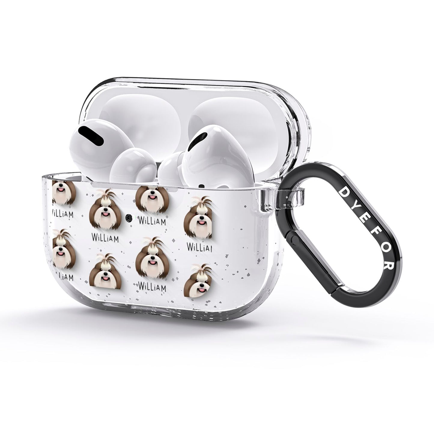 Shih Tzu Icon with Name AirPods Glitter Case 3rd Gen Side Image