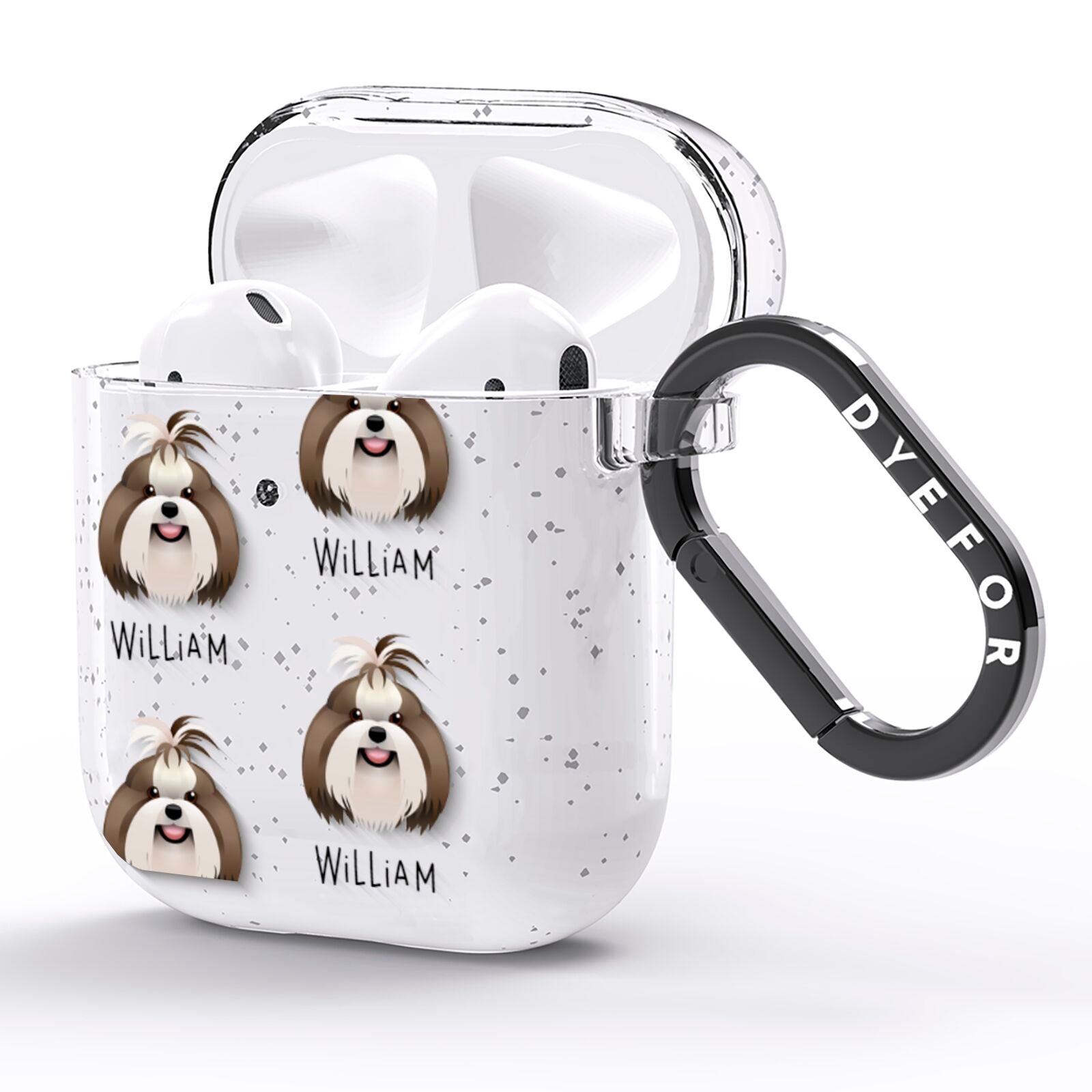 Shih Tzu Icon with Name AirPods Glitter Case Side Image