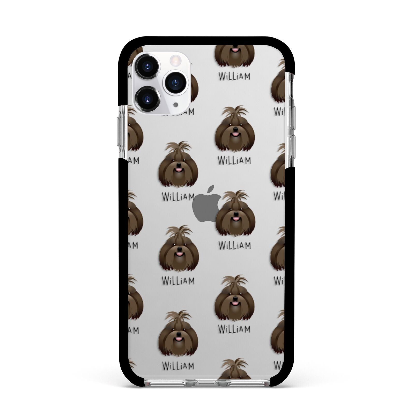 Shih Tzu Icon with Name Apple iPhone 11 Pro Max in Silver with Black Impact Case