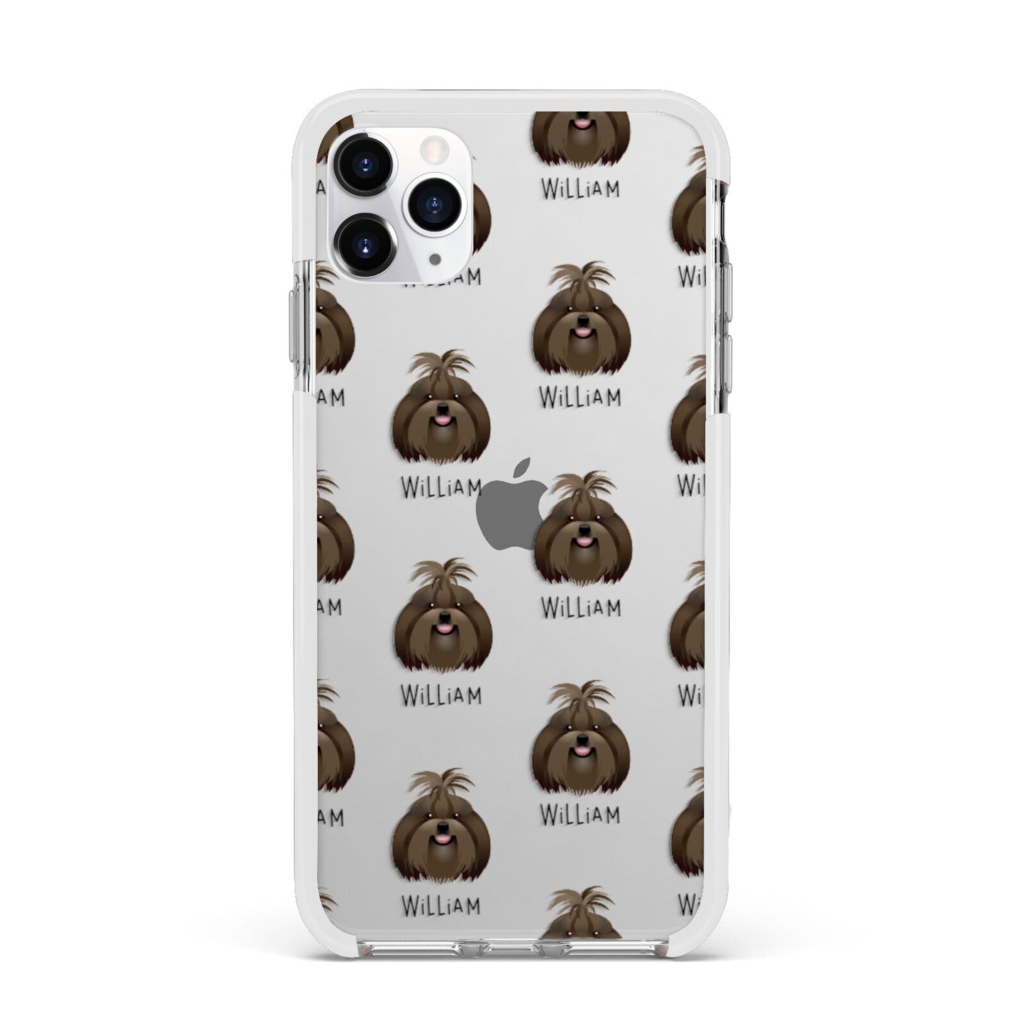 Shih Tzu Icon with Name Apple iPhone 11 Pro Max in Silver with White Impact Case