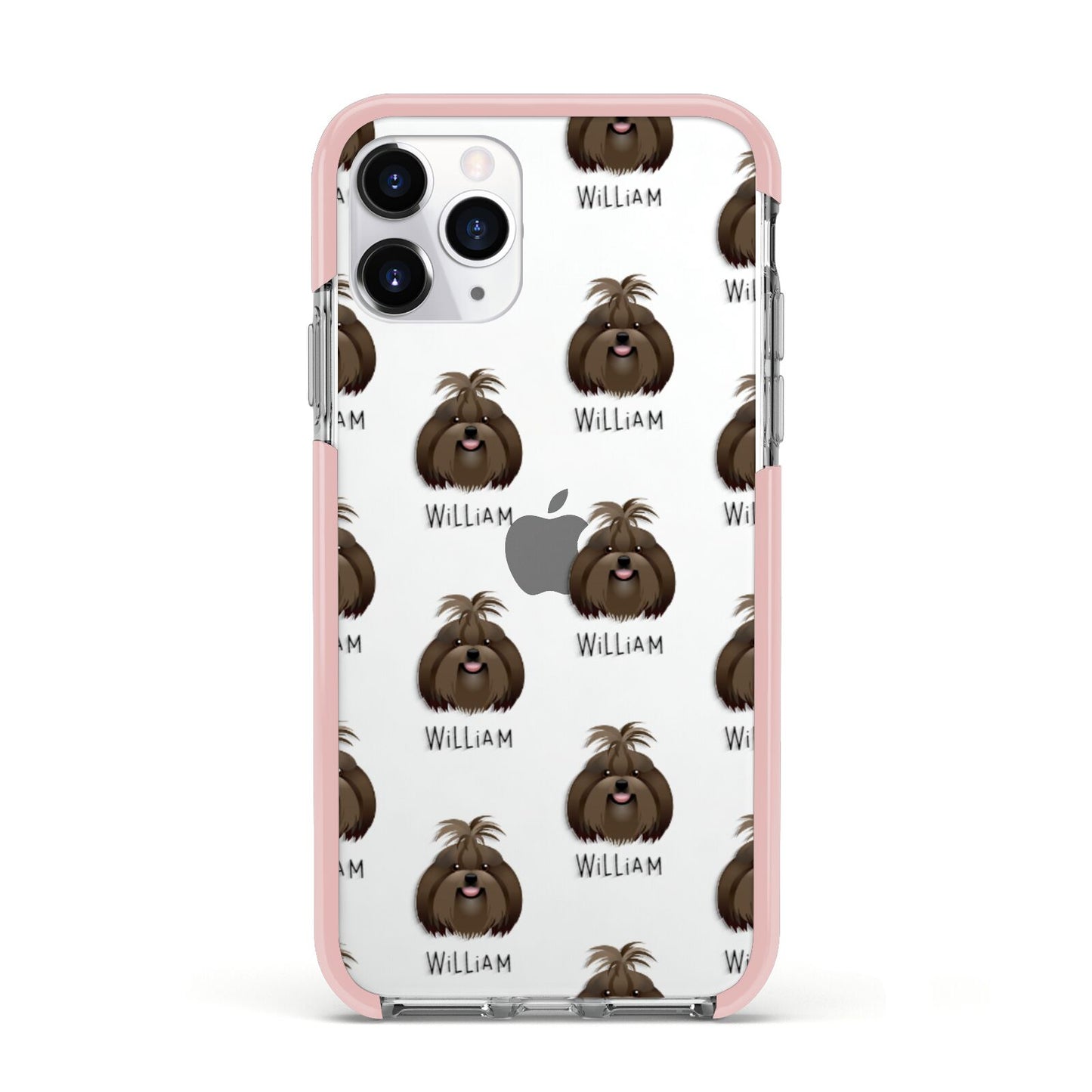 Shih Tzu Icon with Name Apple iPhone 11 Pro in Silver with Pink Impact Case