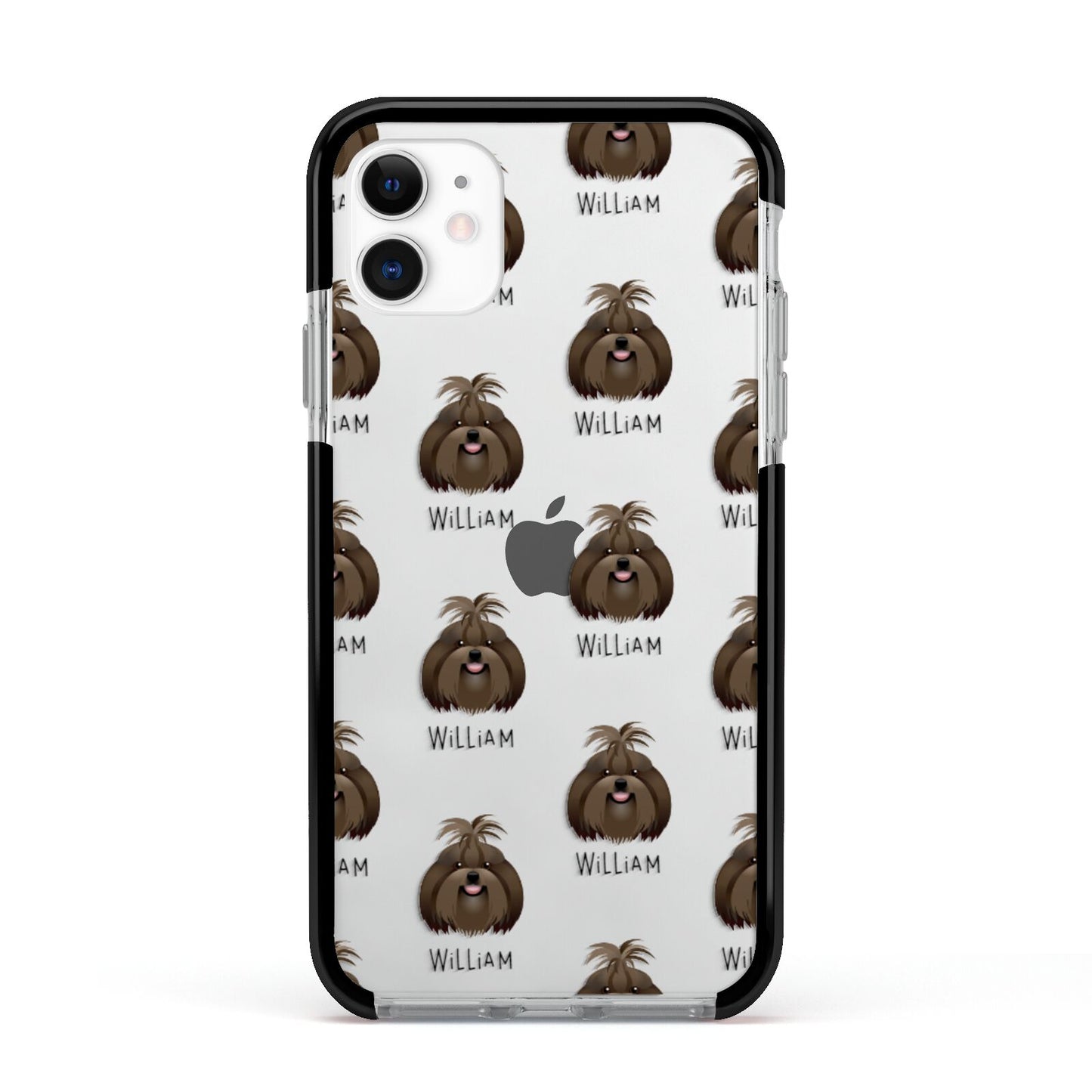 Shih Tzu Icon with Name Apple iPhone 11 in White with Black Impact Case