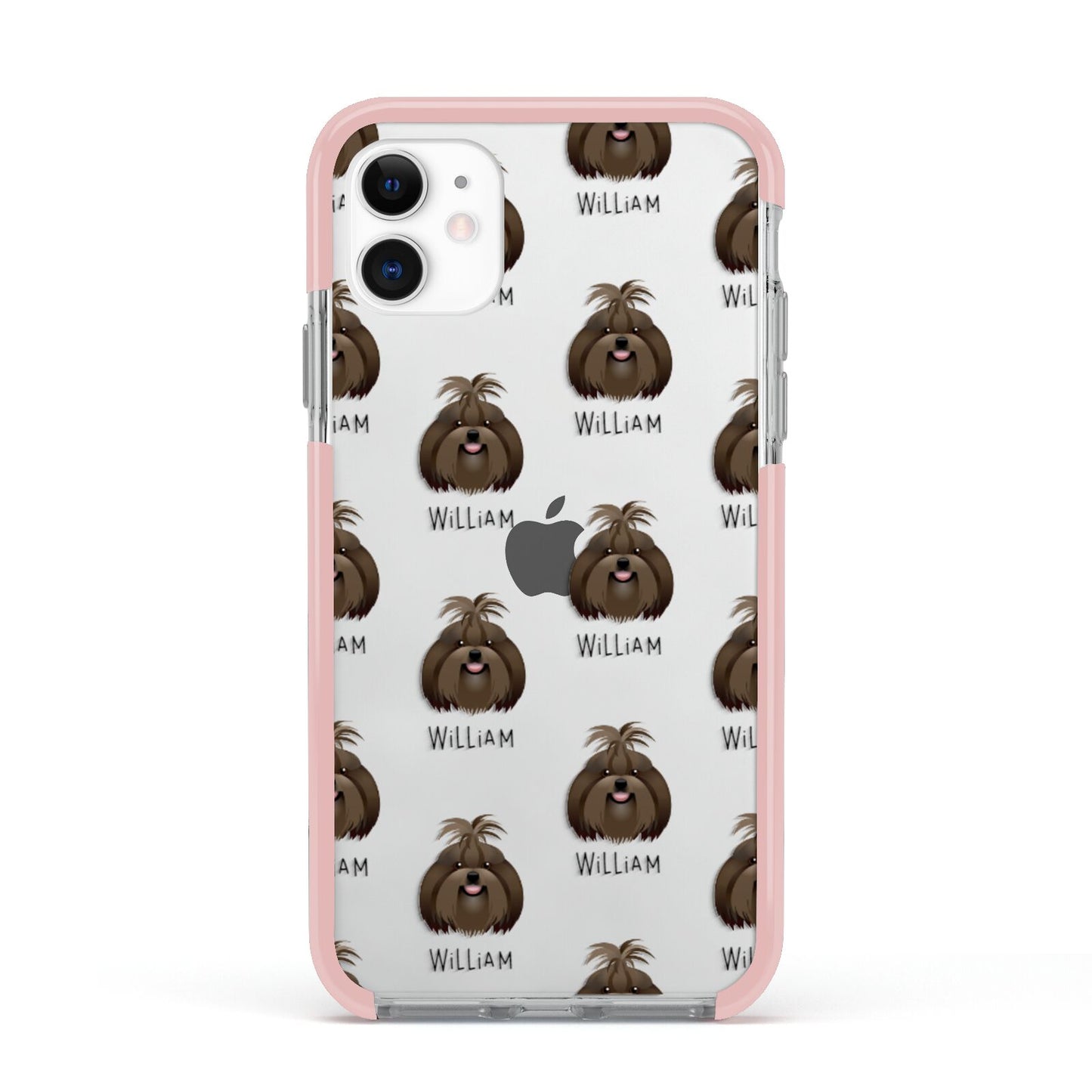 Shih Tzu Icon with Name Apple iPhone 11 in White with Pink Impact Case
