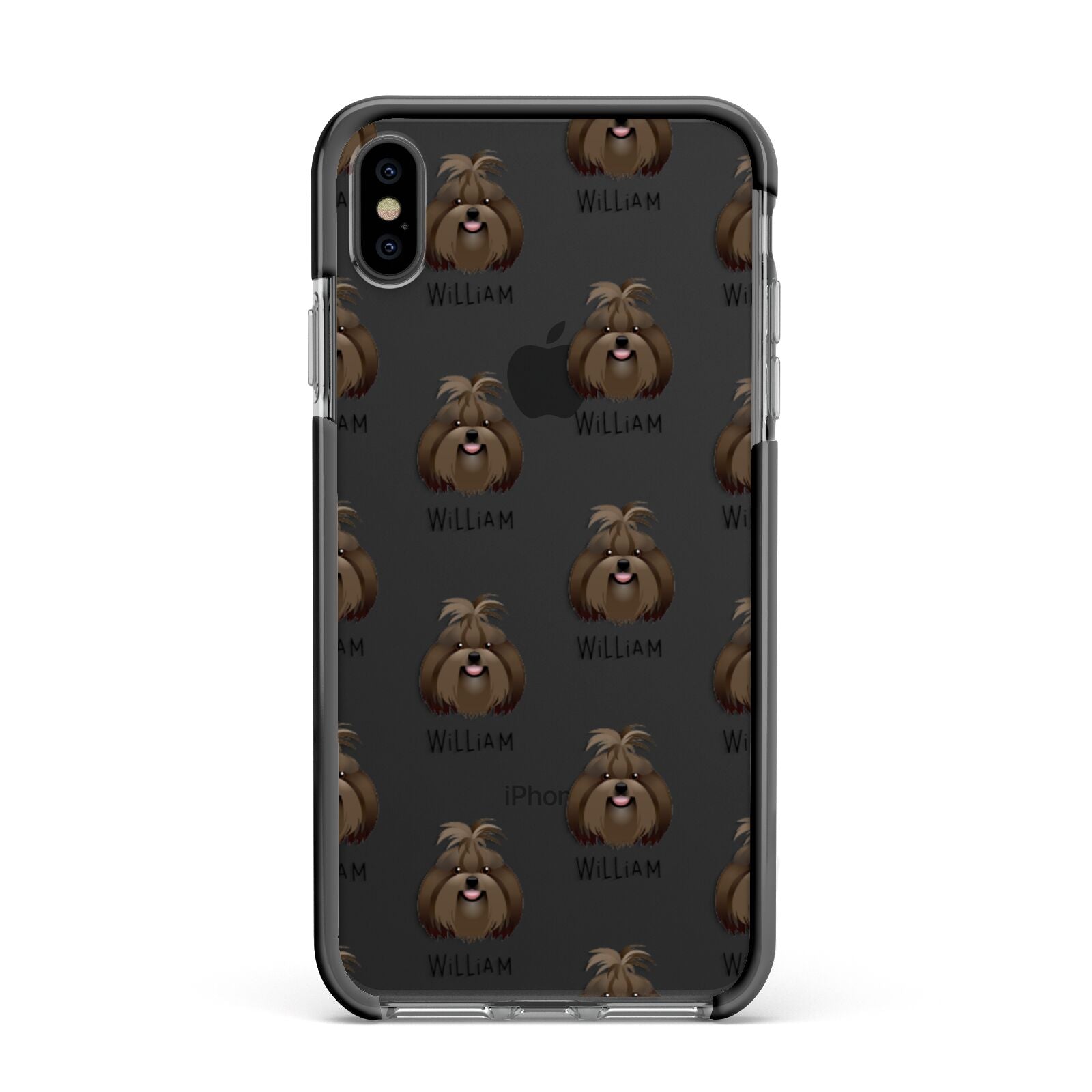 Shih Tzu Icon with Name Apple iPhone Xs Max Impact Case Black Edge on Black Phone