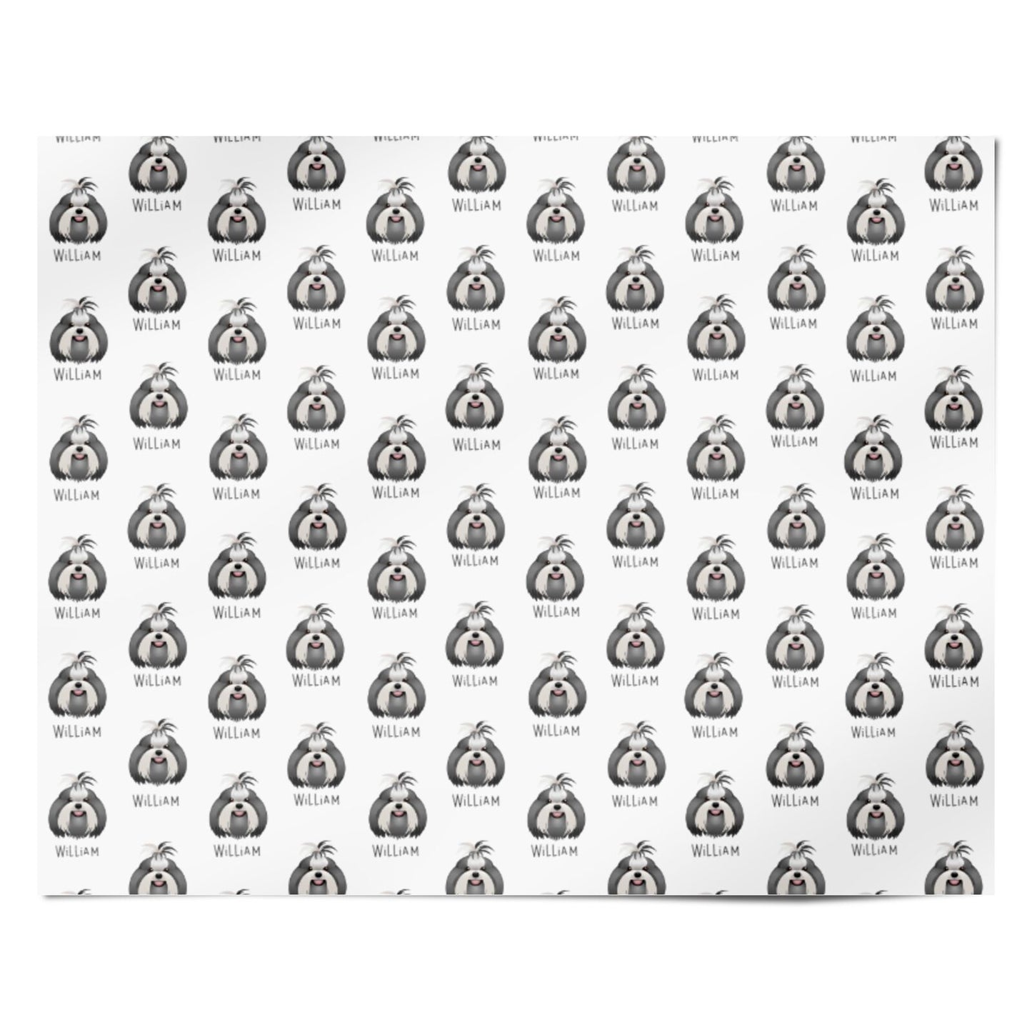 Shih Tzu Icon with Name Personalised Wrapping Paper Alternative