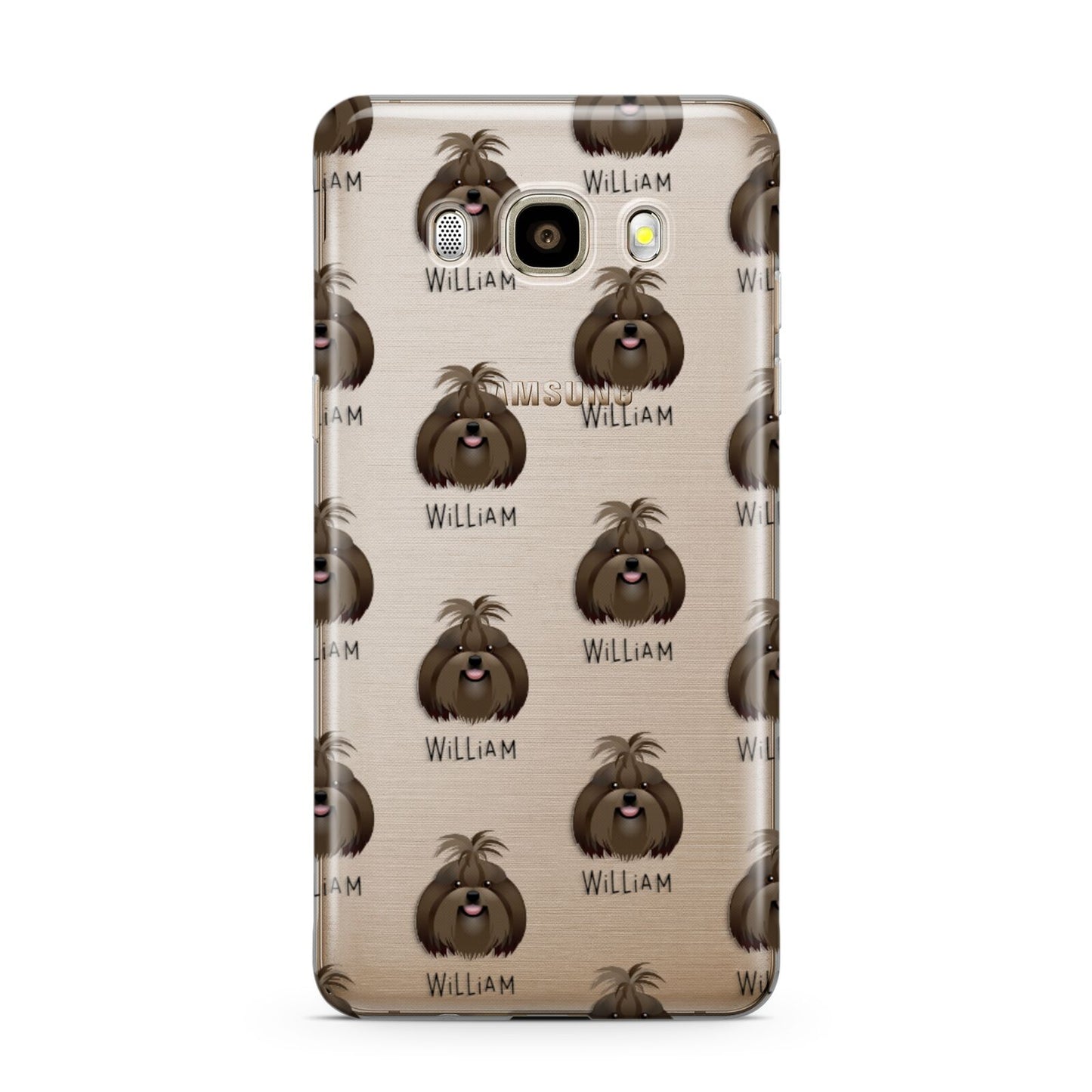 Shih Tzu Icon with Name Samsung Galaxy J7 2016 Case on gold phone