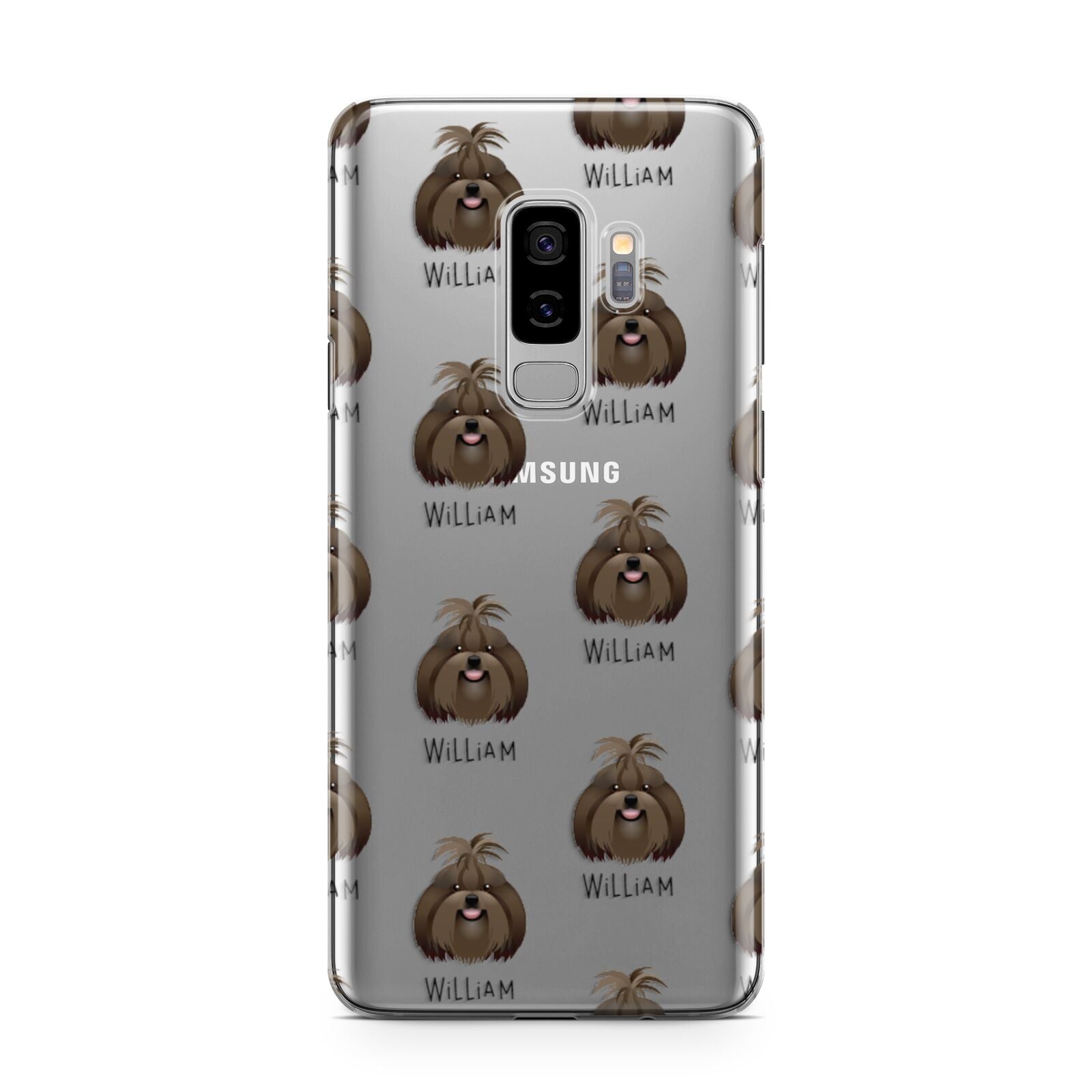 Shih Tzu Icon with Name Samsung Galaxy S9 Plus Case on Silver phone