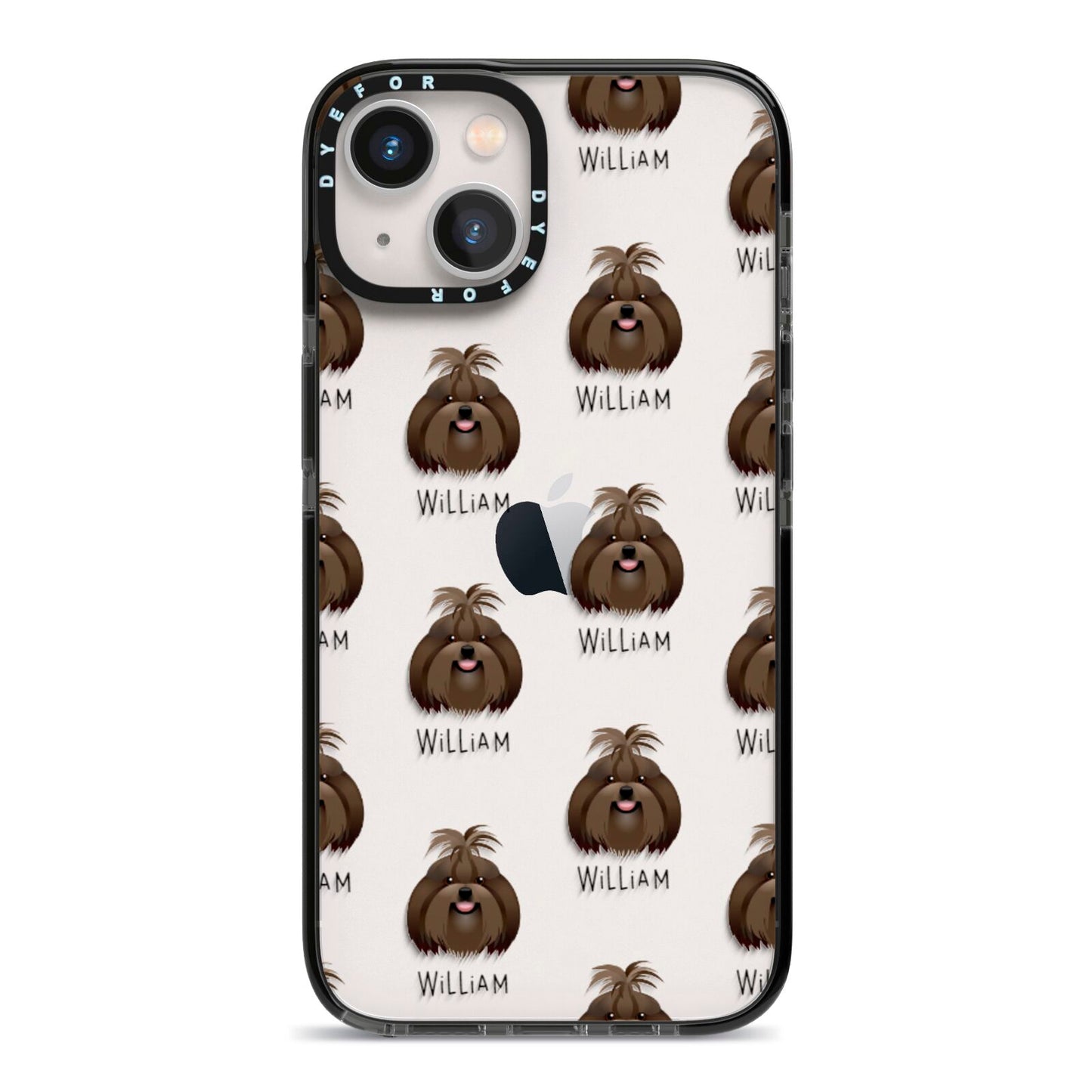 Shih Tzu Icon with Name iPhone 13 Black Impact Case on Silver phone