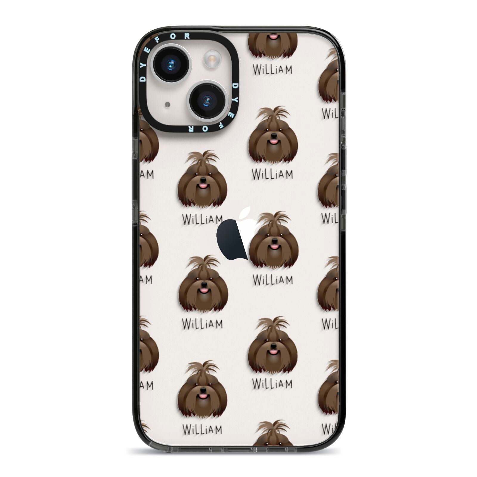 Shih Tzu Icon with Name iPhone 14 Black Impact Case on Silver phone