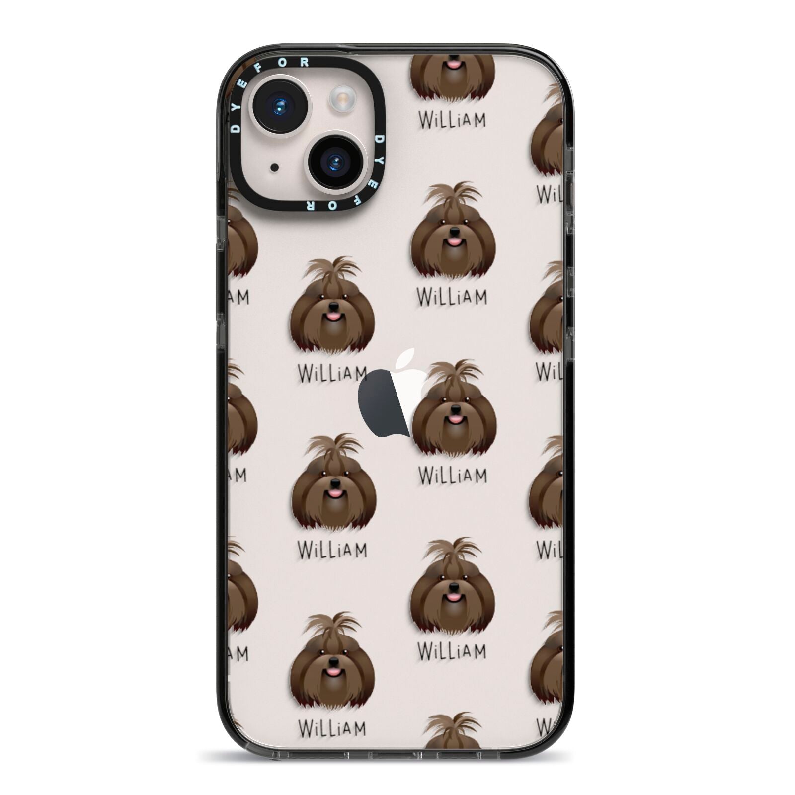Shih Tzu Icon with Name iPhone 14 Plus Black Impact Case on Silver phone