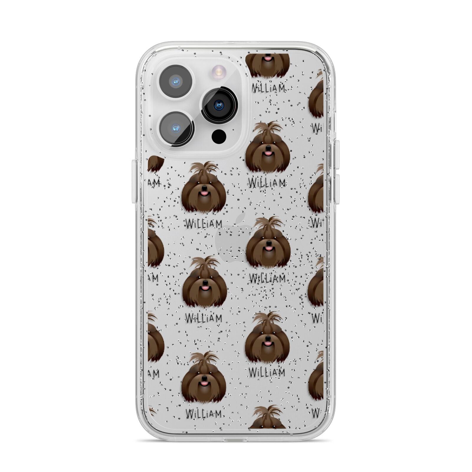 Shih Tzu Icon with Name iPhone 14 Pro Max Glitter Tough Case Silver