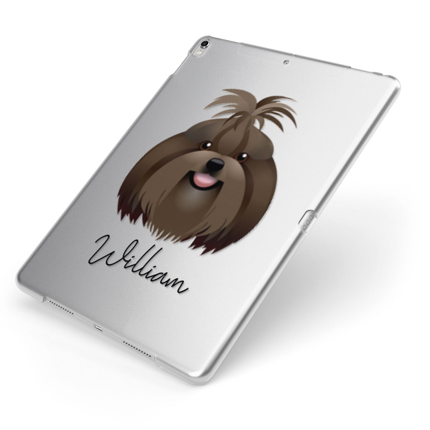 Shih Tzu Personalised Apple iPad Case on Silver iPad Side View