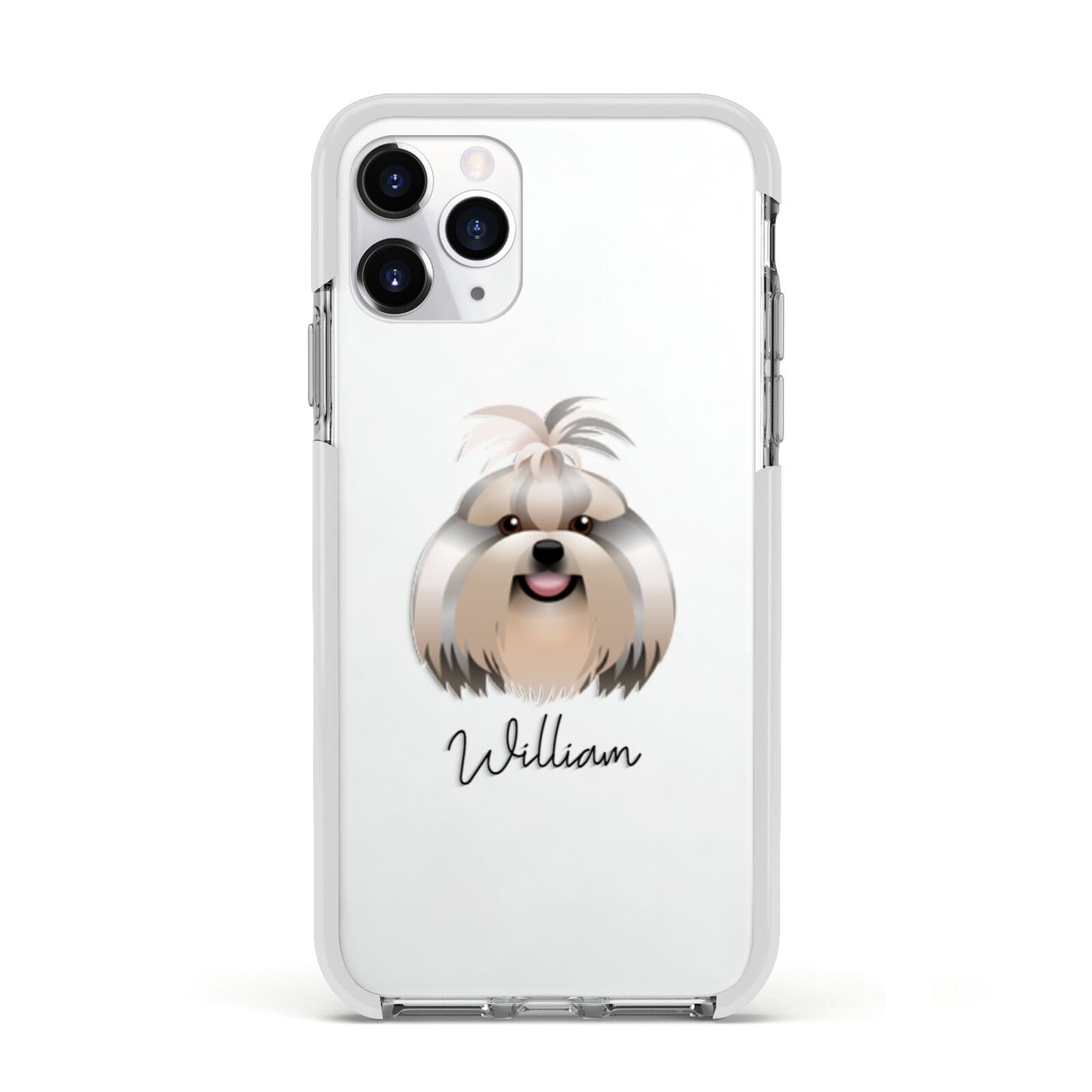 Shih Tzu Personalised Apple iPhone 11 Pro in Silver with White Impact Case