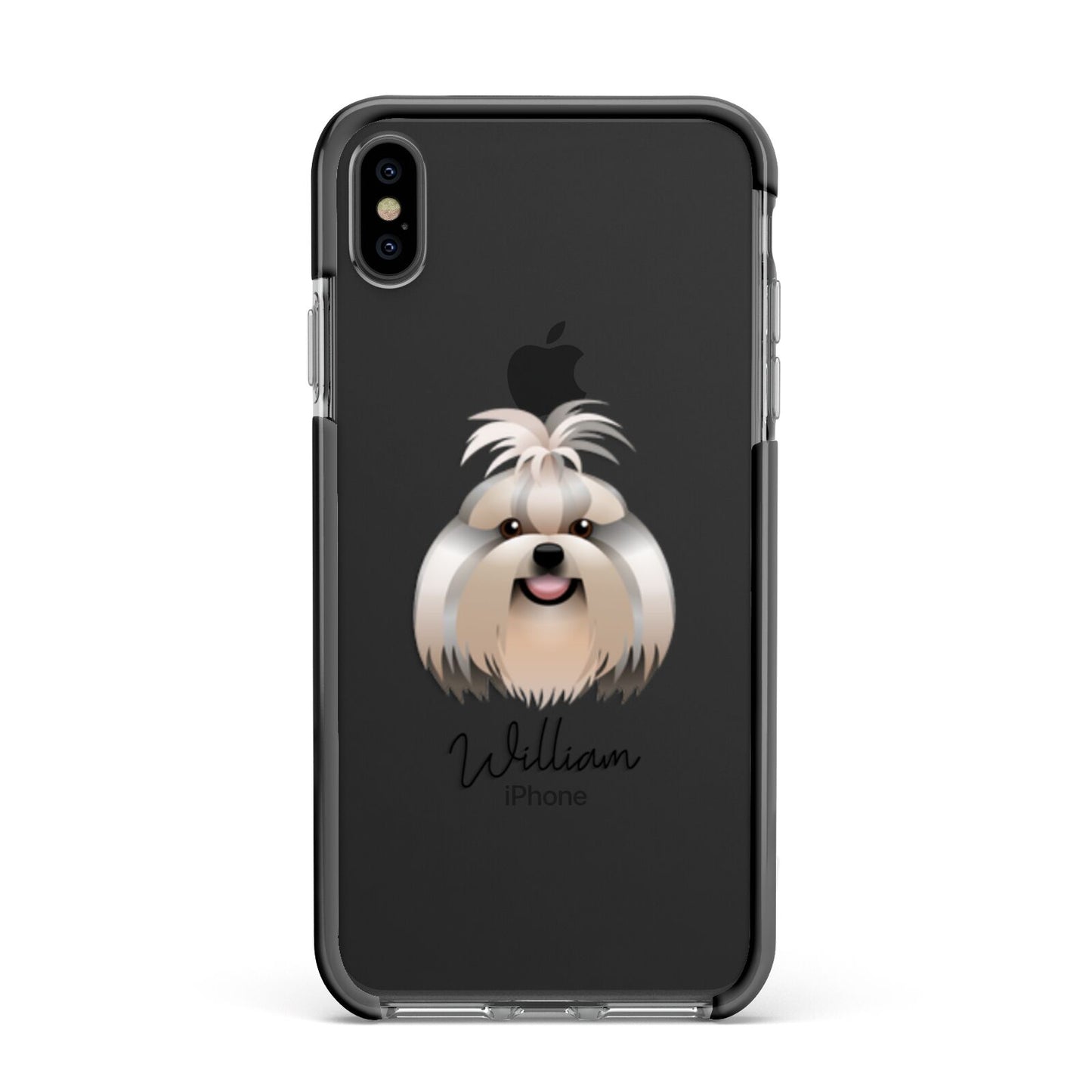 Shih Tzu Personalised Apple iPhone Xs Max Impact Case Black Edge on Black Phone