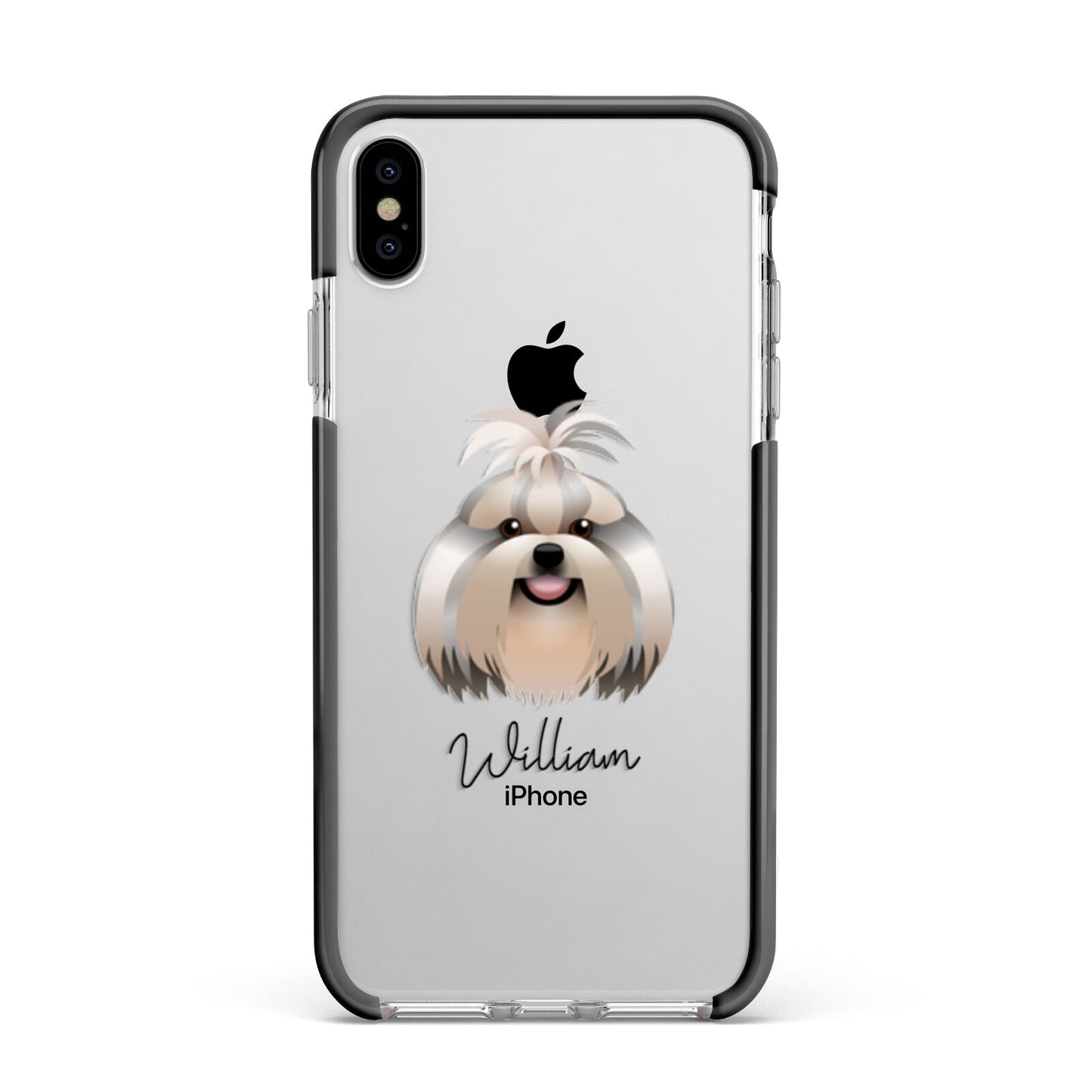 Shih Tzu Personalised Apple iPhone Xs Max Impact Case Black Edge on Silver Phone