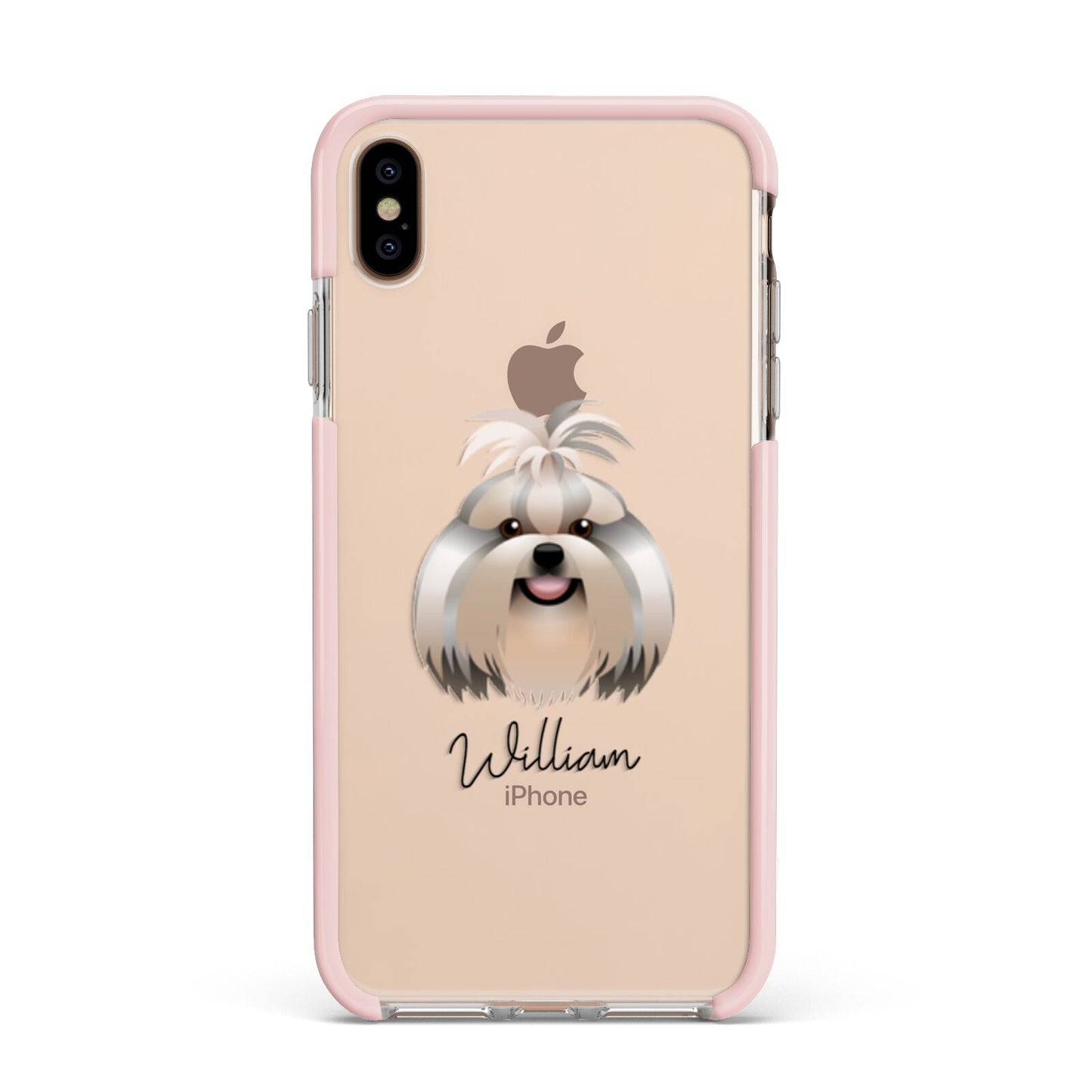 Shih Tzu Personalised Apple iPhone Xs Max Impact Case Pink Edge on Gold Phone