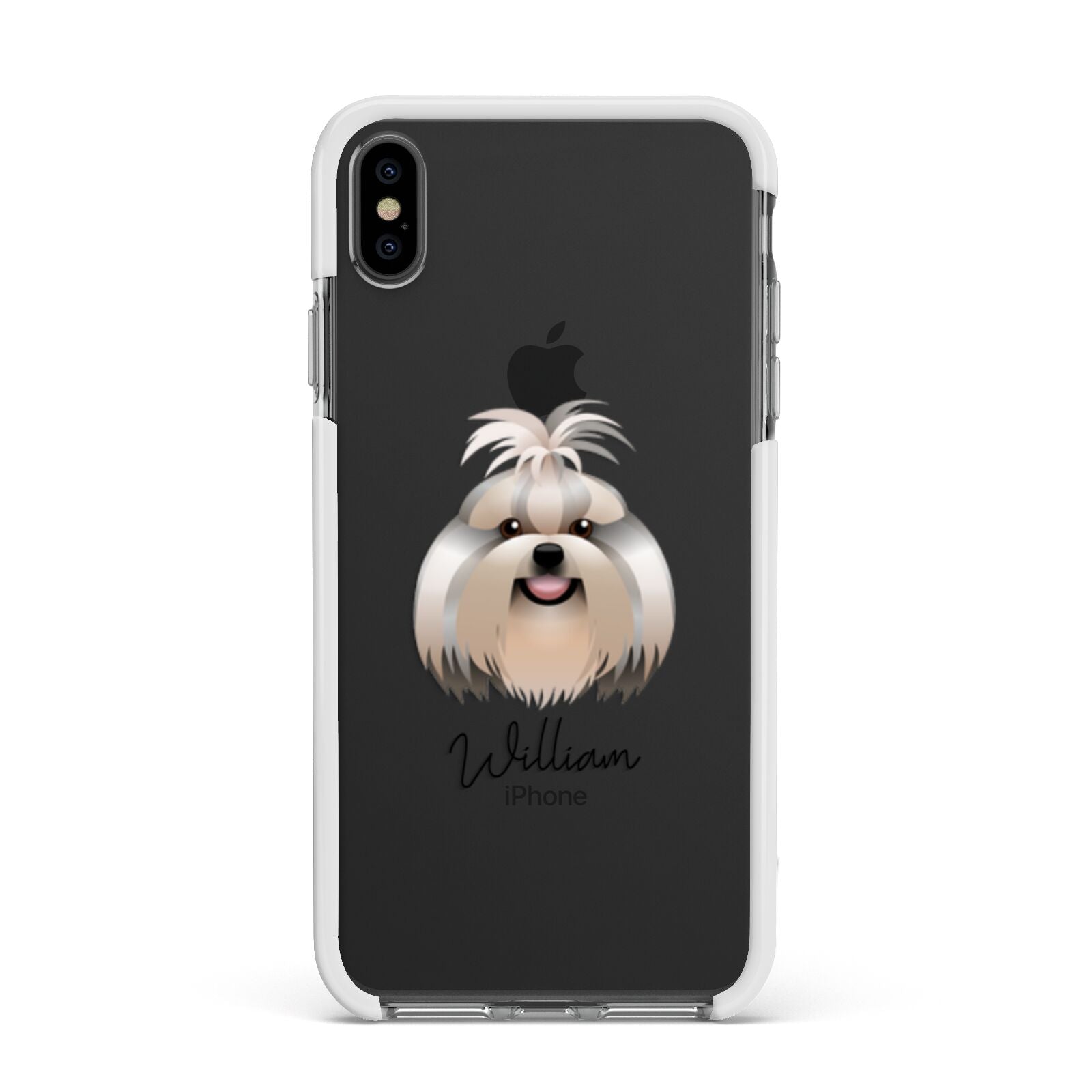 Shih Tzu Personalised Apple iPhone Xs Max Impact Case White Edge on Black Phone