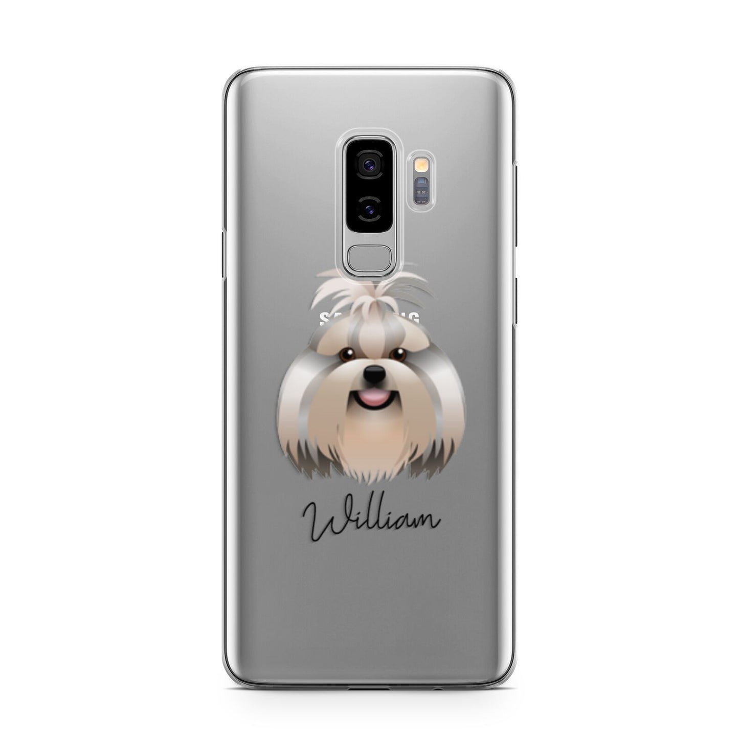 Shih Tzu Personalised Samsung Galaxy S9 Plus Case on Silver phone