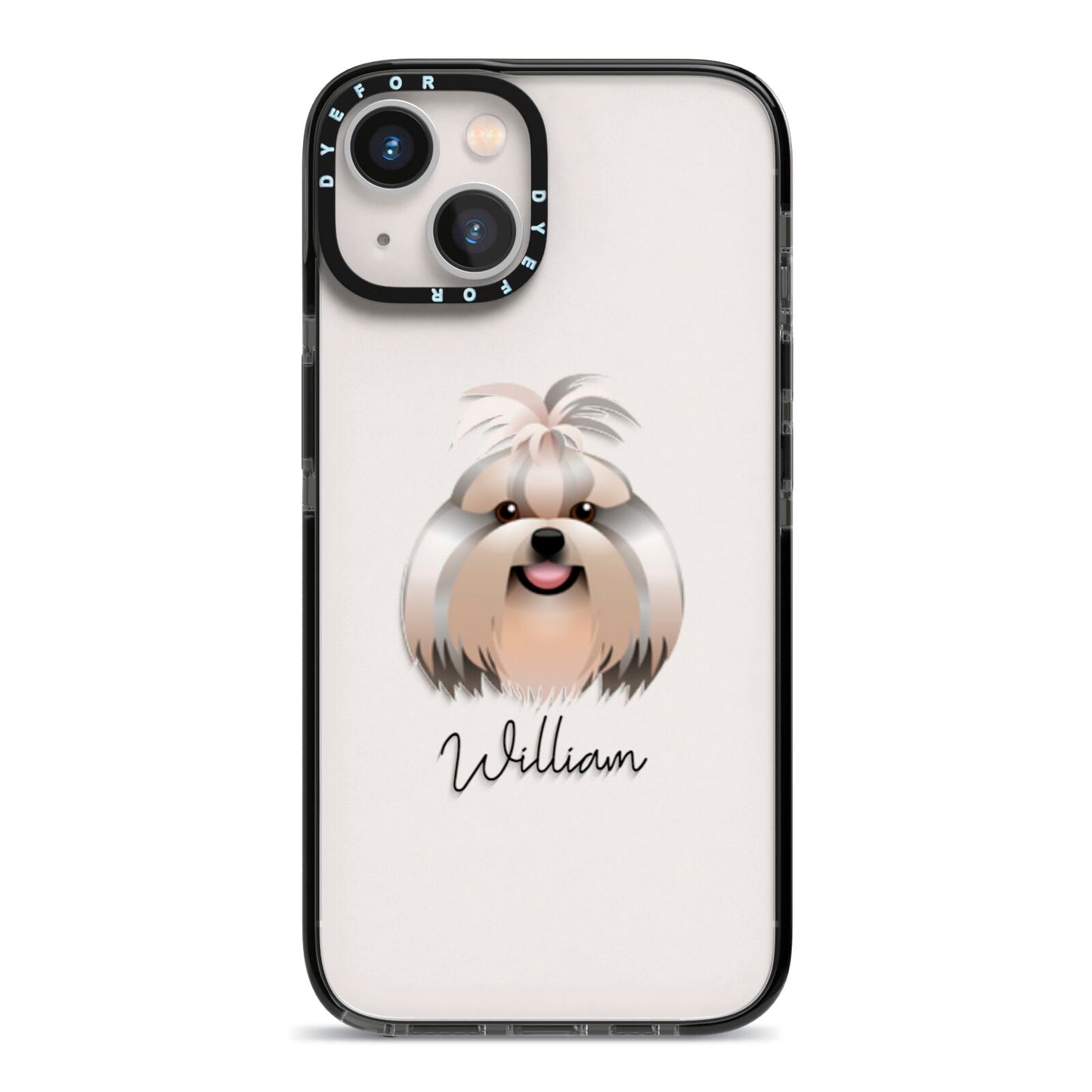 Shih Tzu Personalised iPhone 13 Black Impact Case on Silver phone