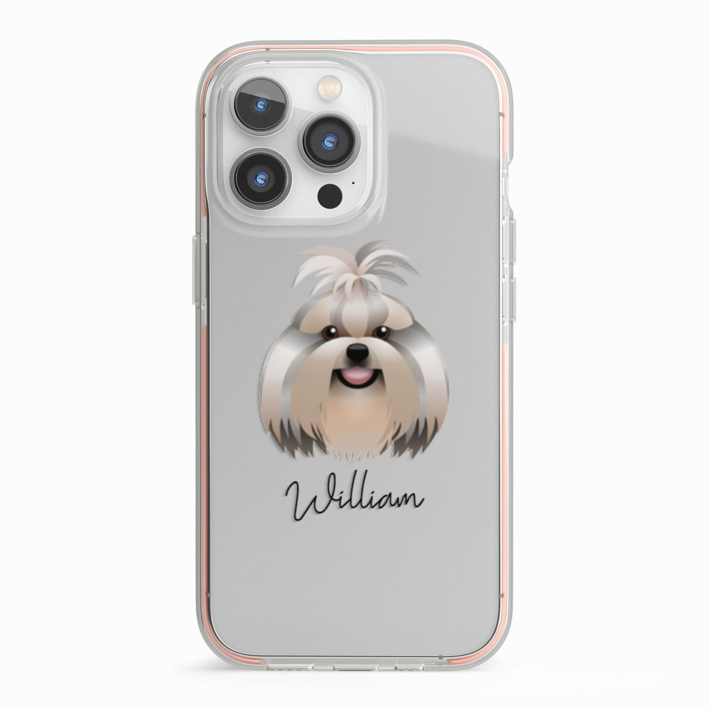 Shih Tzu Personalised iPhone 13 Pro TPU Impact Case with Pink Edges