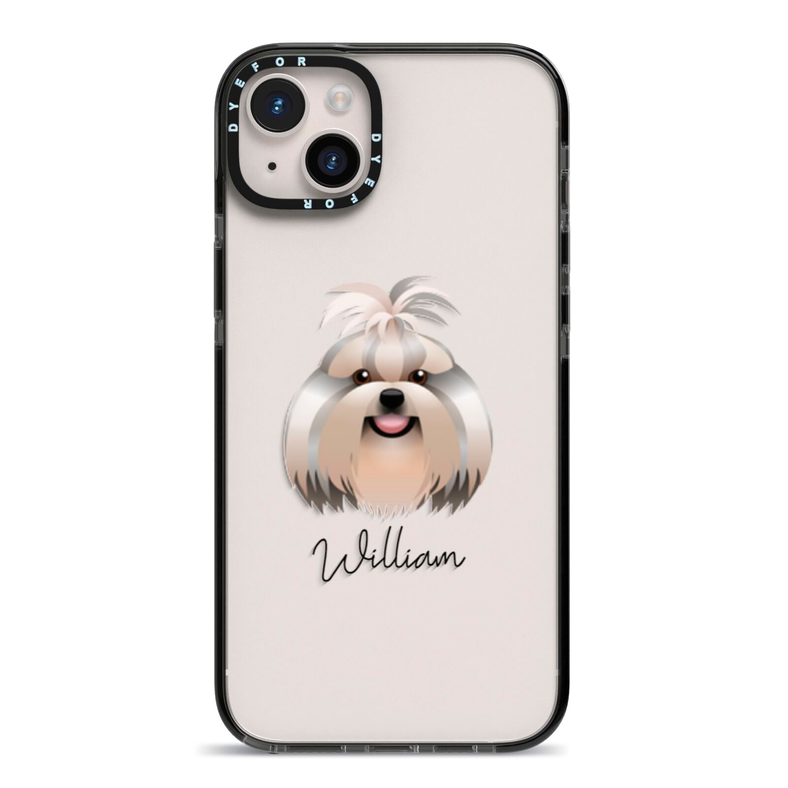 Shih Tzu Personalised iPhone 14 Plus Black Impact Case on Silver phone