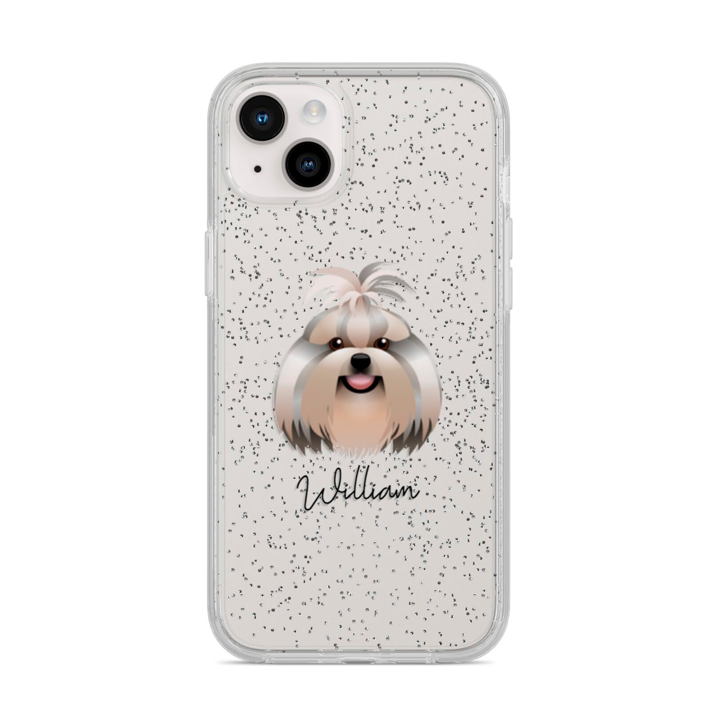 Shih Tzu Personalised iPhone 14 Plus Glitter Tough Case Starlight