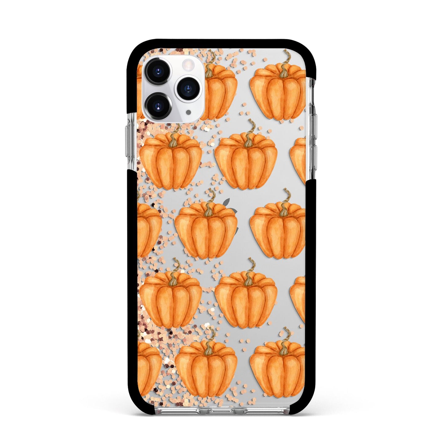 Shimmery Pumpkins Apple iPhone 11 Pro Max in Silver with Black Impact Case