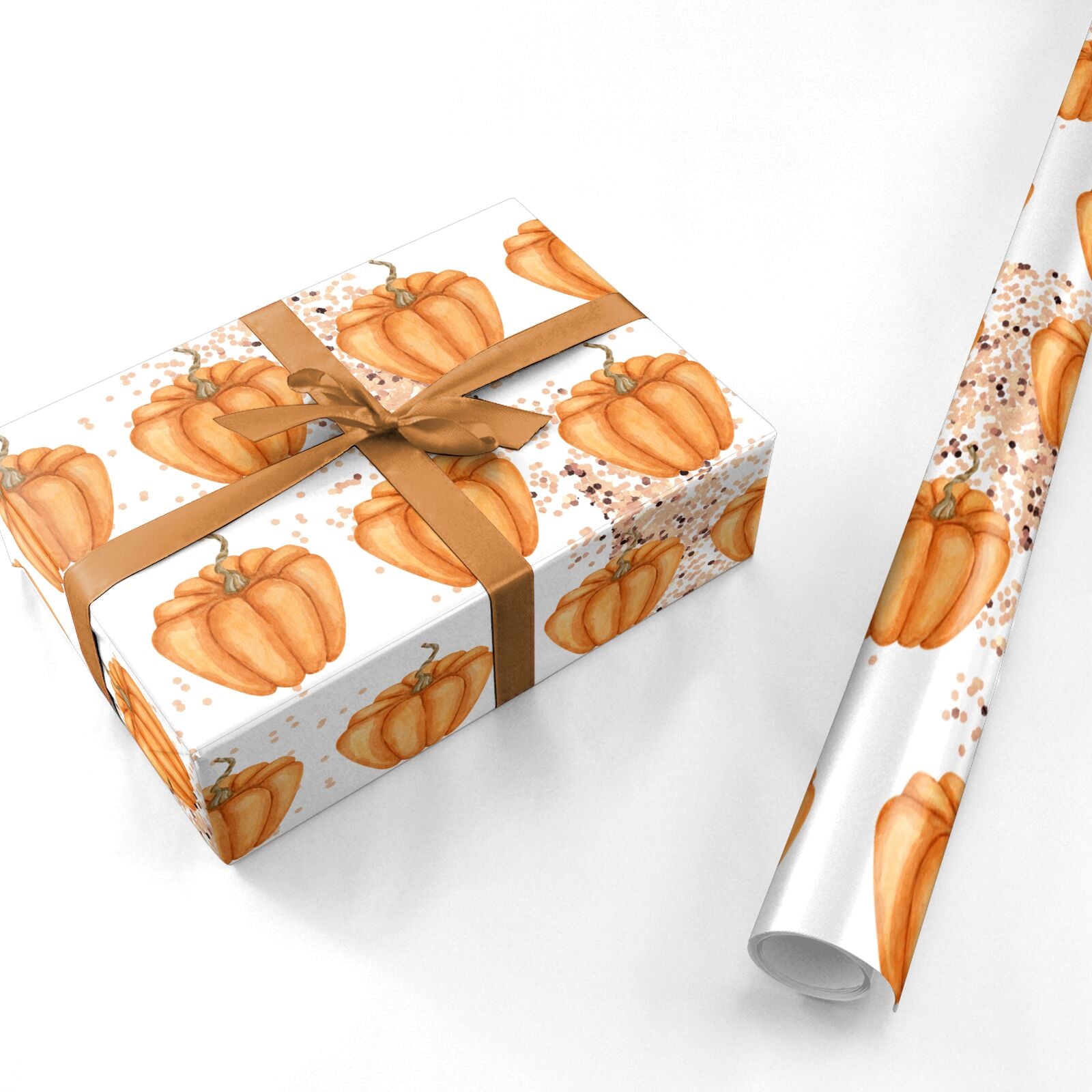 Shimmery Pumpkins Personalised Wrapping Paper