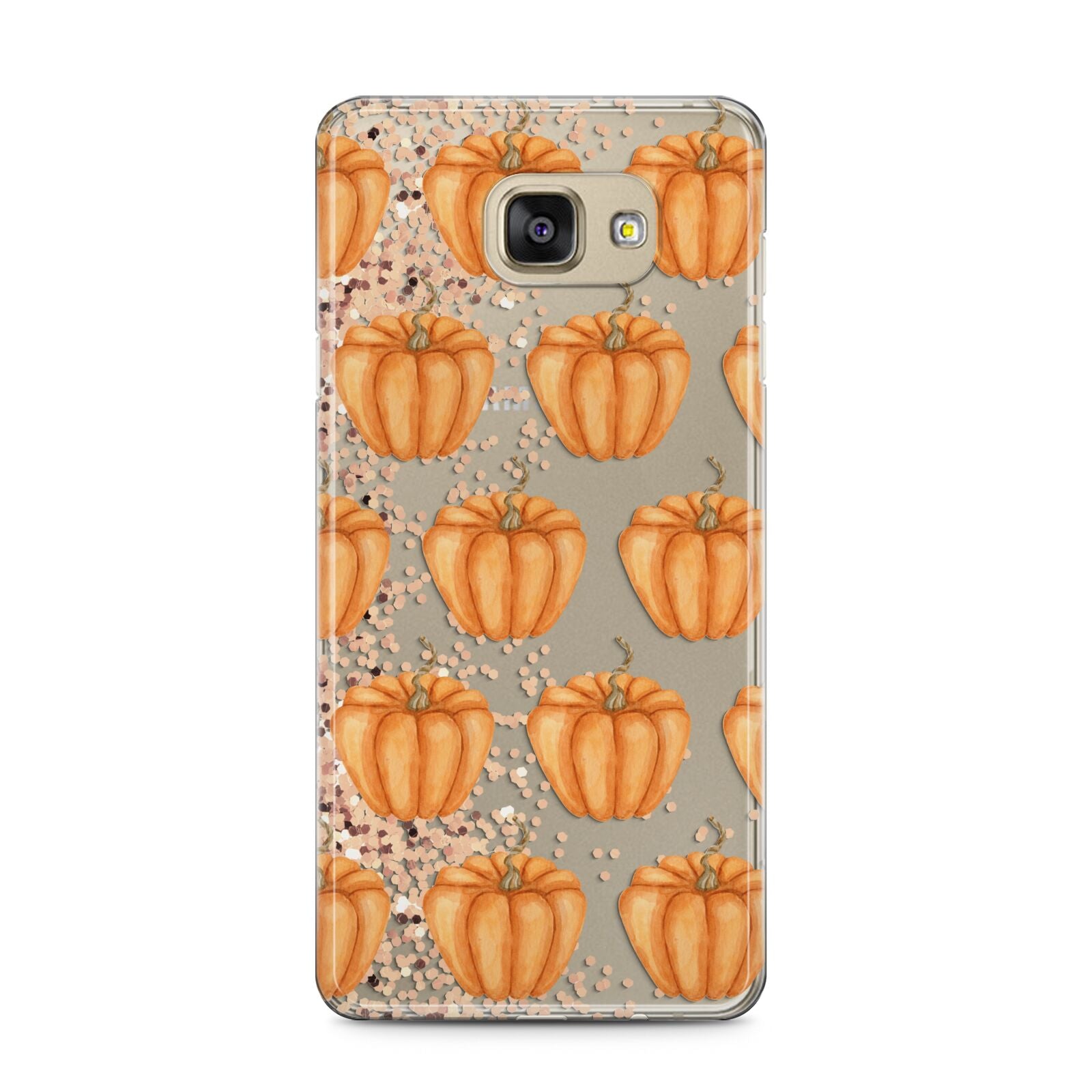 Shimmery Pumpkins Samsung Galaxy A5 2016 Case on gold phone