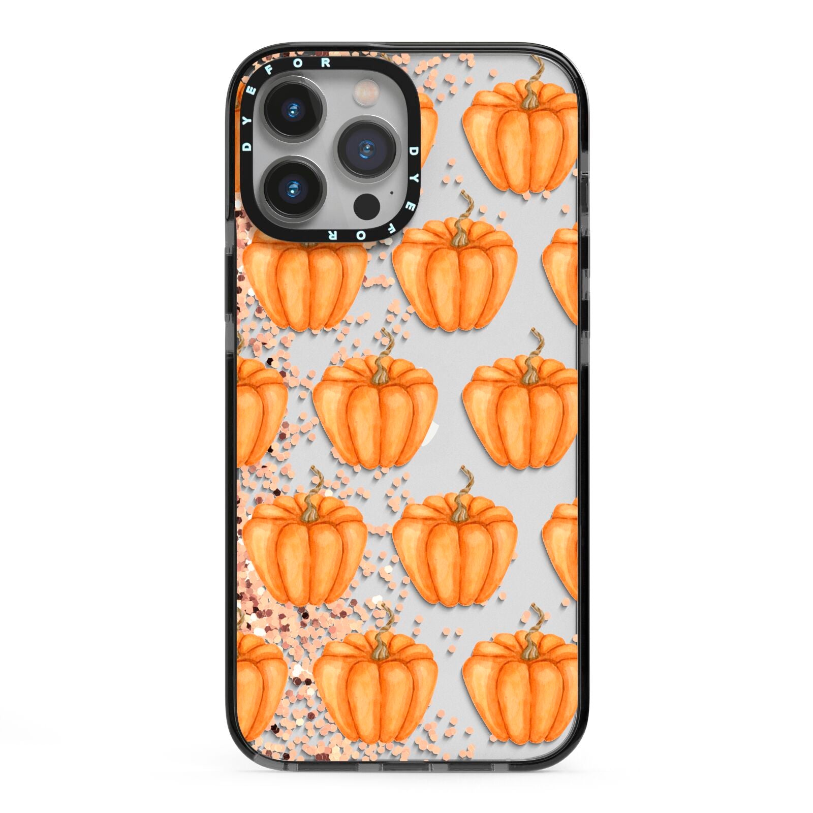 Shimmery Pumpkins iPhone 13 Pro Max Black Impact Case on Silver phone