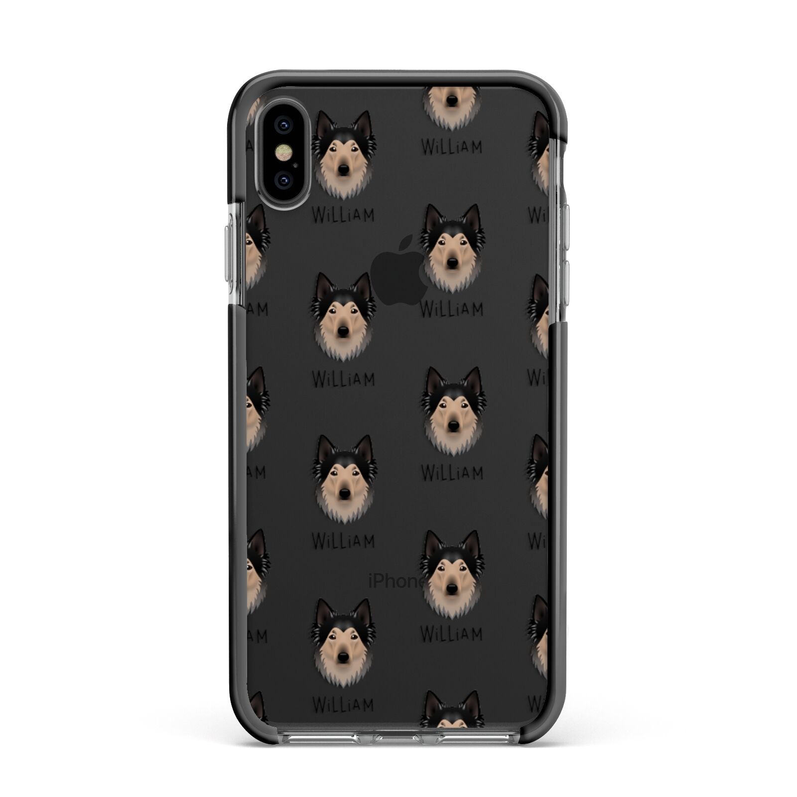 Shollie Icon with Name Apple iPhone Xs Max Impact Case Black Edge on Black Phone