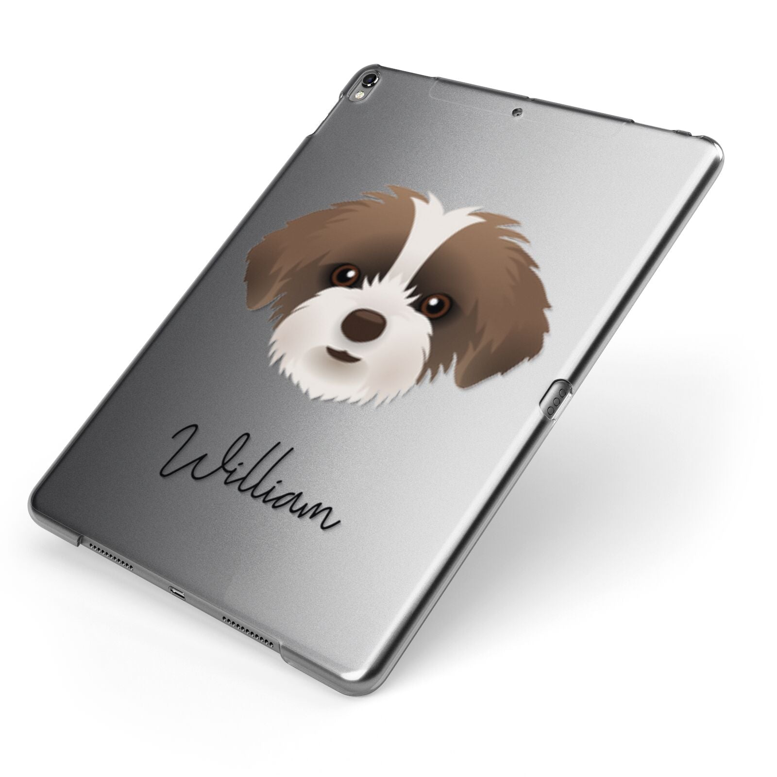 Shorkie Personalised Apple iPad Case on Grey iPad Side View