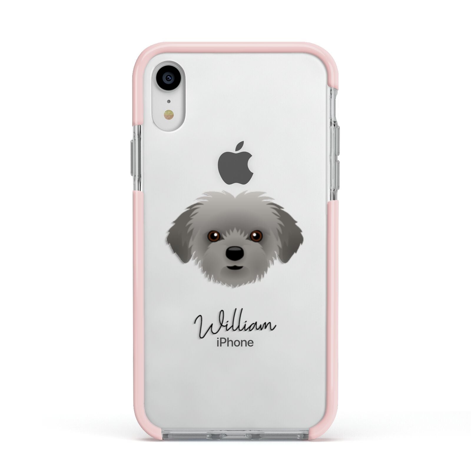 Shorkie Personalised Apple iPhone XR Impact Case Pink Edge on Silver Phone